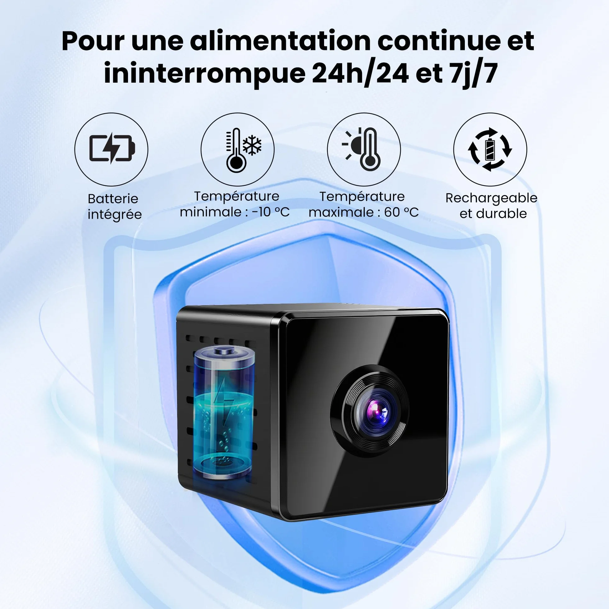 Caméra Espion Mini 4K Vision Nocturne WiFi - Caméra de Sécurité Intérieure Détection de Mouvement - Stockage Cloud Carte SD Batterie Intégrée