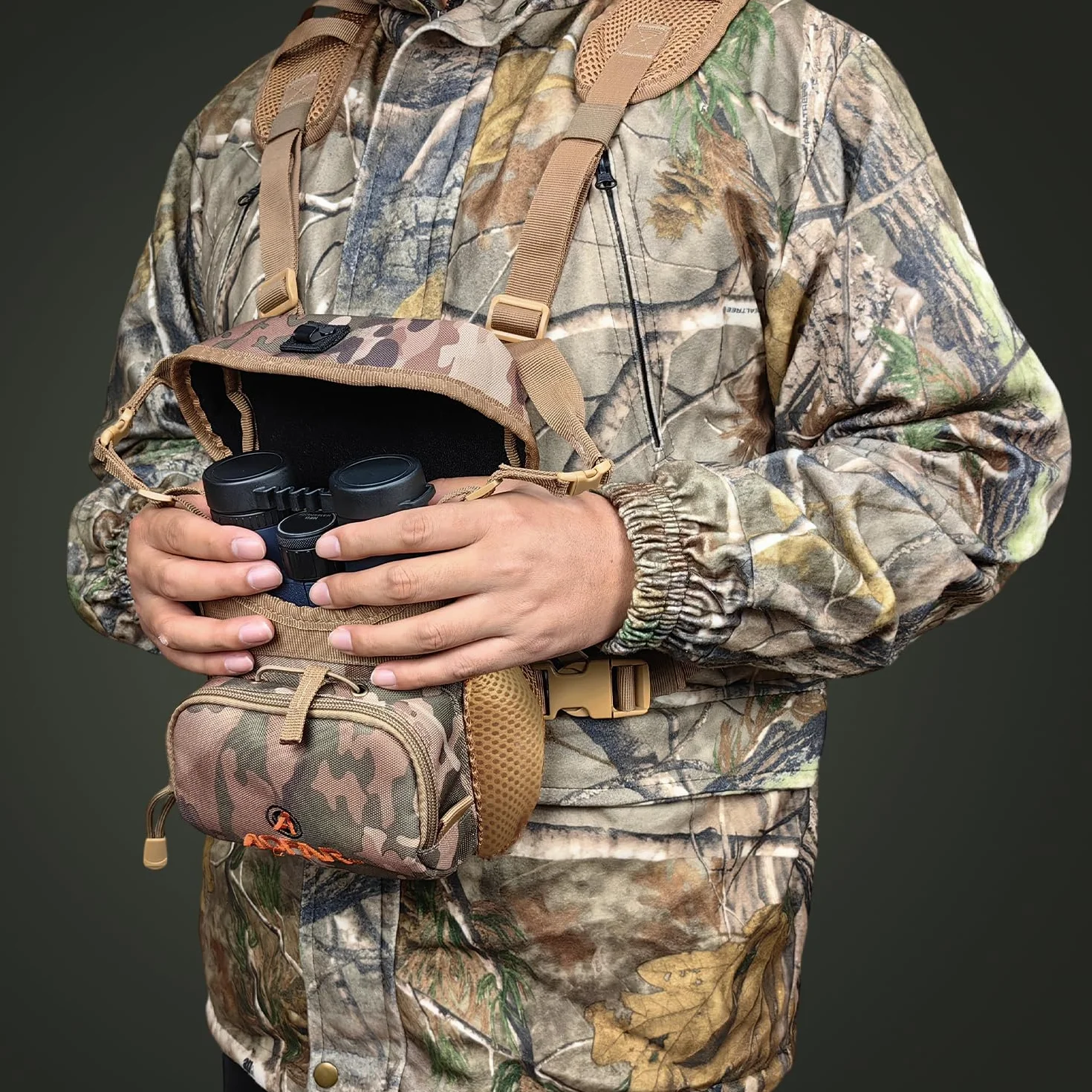 AOFAR Binoculaire Harness Chest Pack avec Sangle réglable, léger, Grande capacité, Bino Case pour Chasse, Randonnée, Tir
