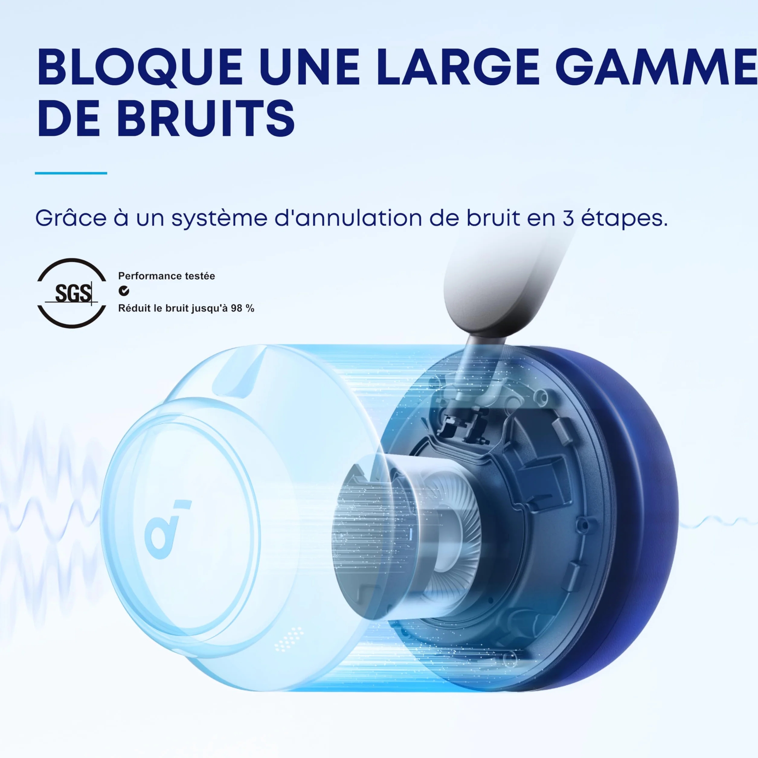 Soundcore by Anker Space Q45, Casque à Réduction Active du Bruit Jusqu’à 98%, 50 Heures d’Autonomie, Audio sans Fil LDAC Hi-Res, Ajustement Confortable, Appels Clairs, Bluetooth 5.3