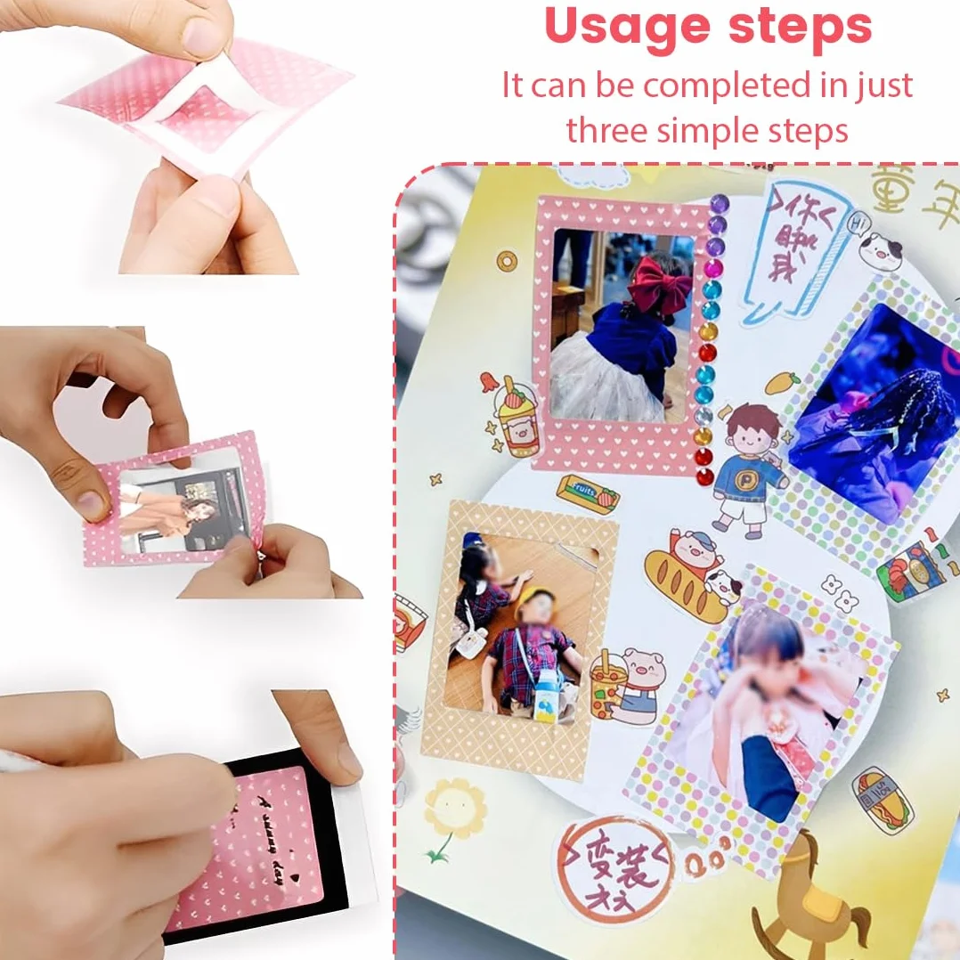120 Pcs Instantané instax Photo Cadres Bordures Autocollants pour Fujifilm Instax Mini 8 7s 25 50s 90 et Polaroid Snap PIC-300 Z2300 Zip Photos instantanées