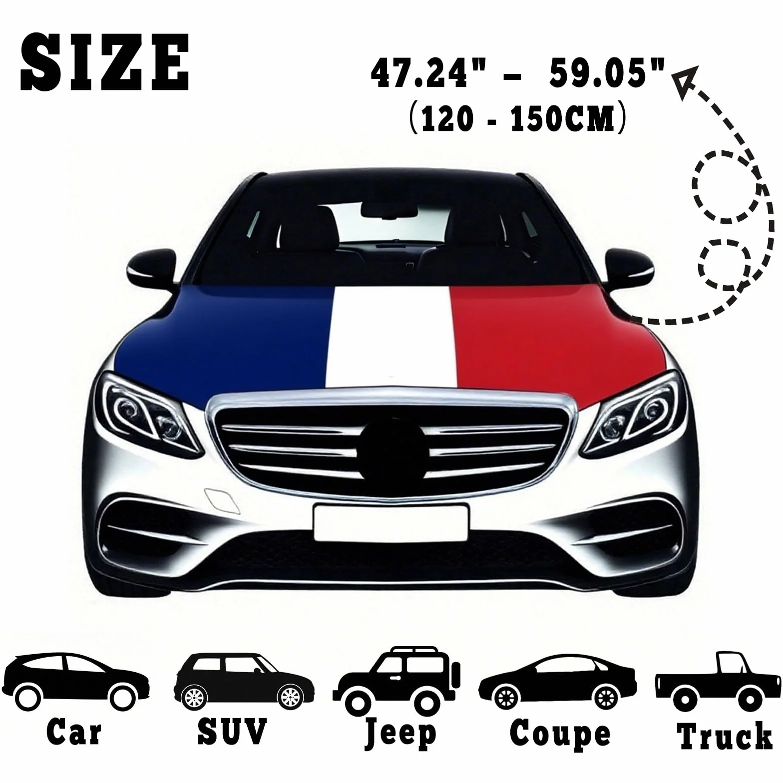 Blueshyhall Bâche de protection pour capot de voiture 120 x 150 cm élastique polyester résistant à l'usure lavable
