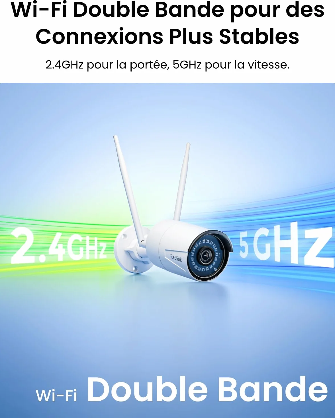 Reolink 5MP Caméra de Surveillance Extérieure WiFi, Caméra IP WiFi 2,4GHz/5GHz, Détection de Personne/Véhicule/Animal, Vision Nocturne Etanche IP67, Fente pour Carte microSD, Time-Lapse, RLC-510WA