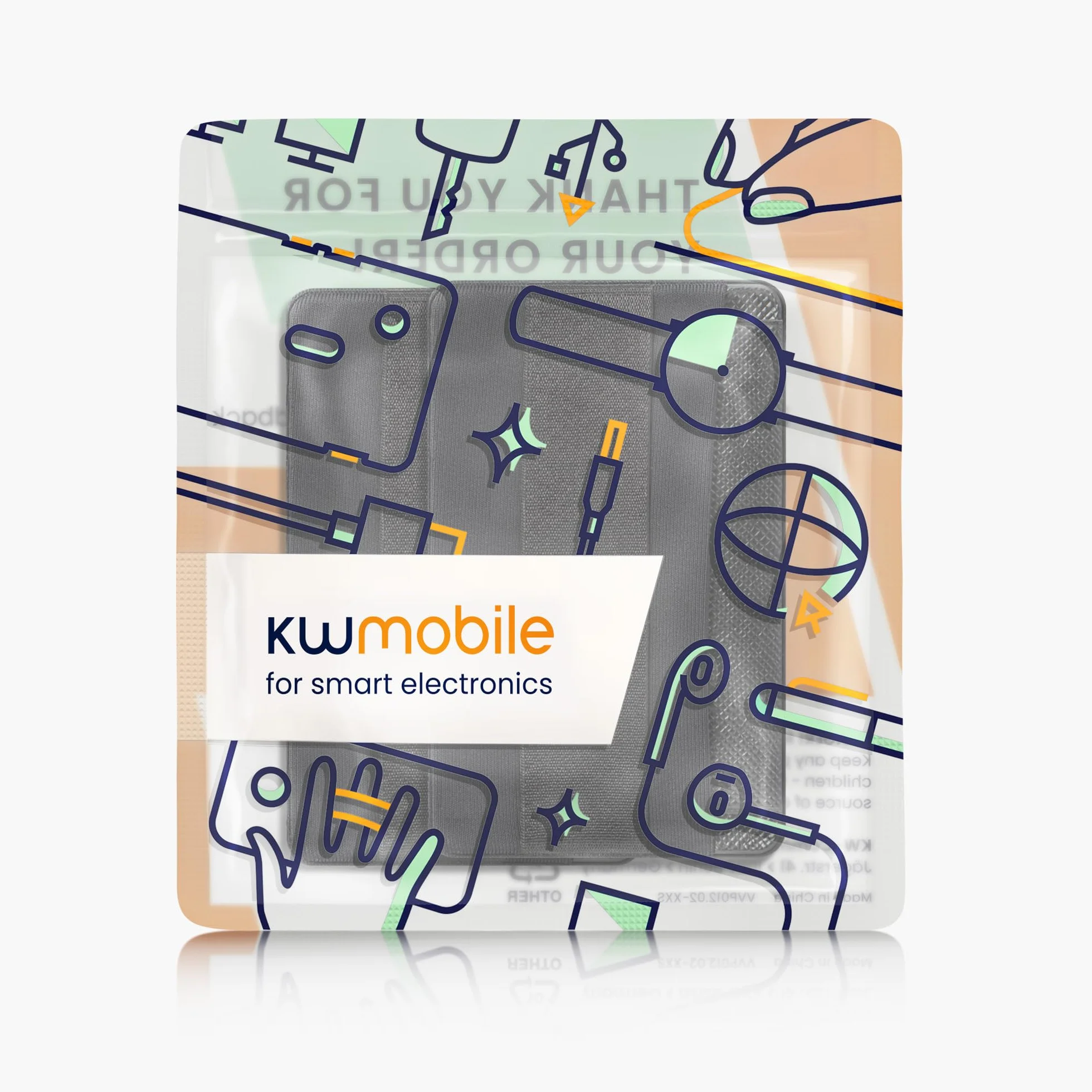kwmobile Porte-Carte autoadhésif Smartphone 2X Pochette autocollante Tissue 4 Cartes Support Main Noir