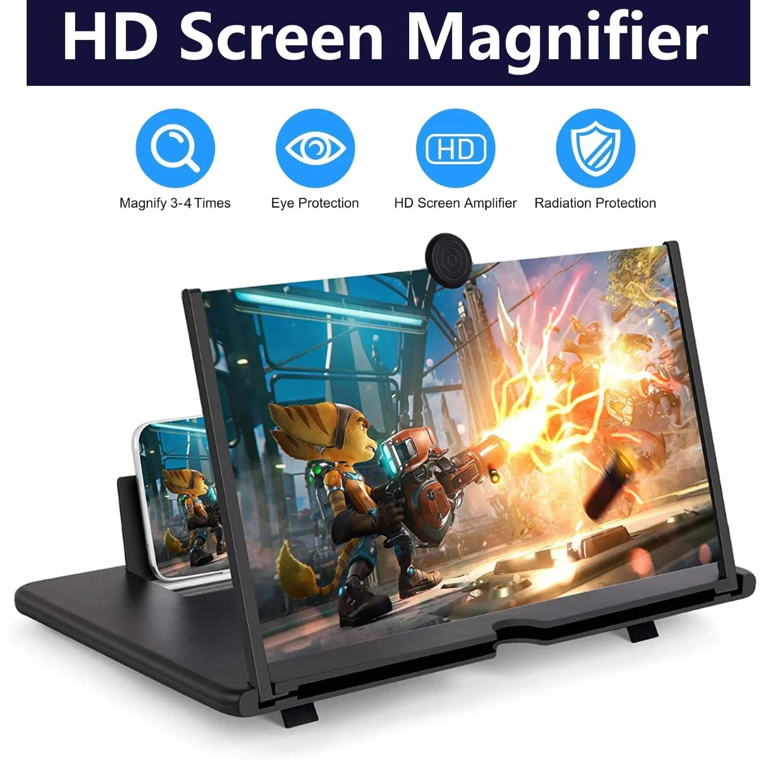 Agrandisseur ecran Telephone 14 Pouces, Loupe d'écran 3D HD, Pliable loupe Telephone Portable Compatible avec Tous Les Smartphones