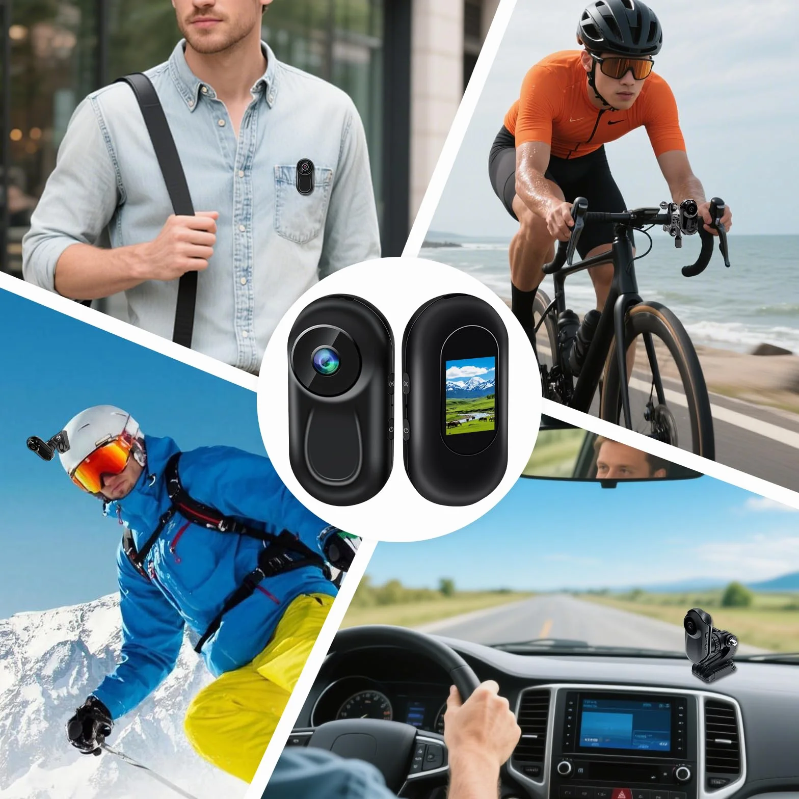 TANGMI Camera Sport Mini, Support Magnétique Moto 360, Dashcam Moto 1080P Grand Angle 120°, Vision Nocturne