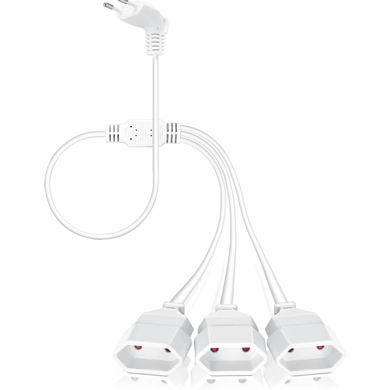VINATO Câble D'extension Euro 3 en 1, 2.5A 250V Rallonge Electrique Exterieure, Rallonge Prise Plate, pour électroménagers TV Moniteur D'Ordinateur (Blanc, 0.5m)