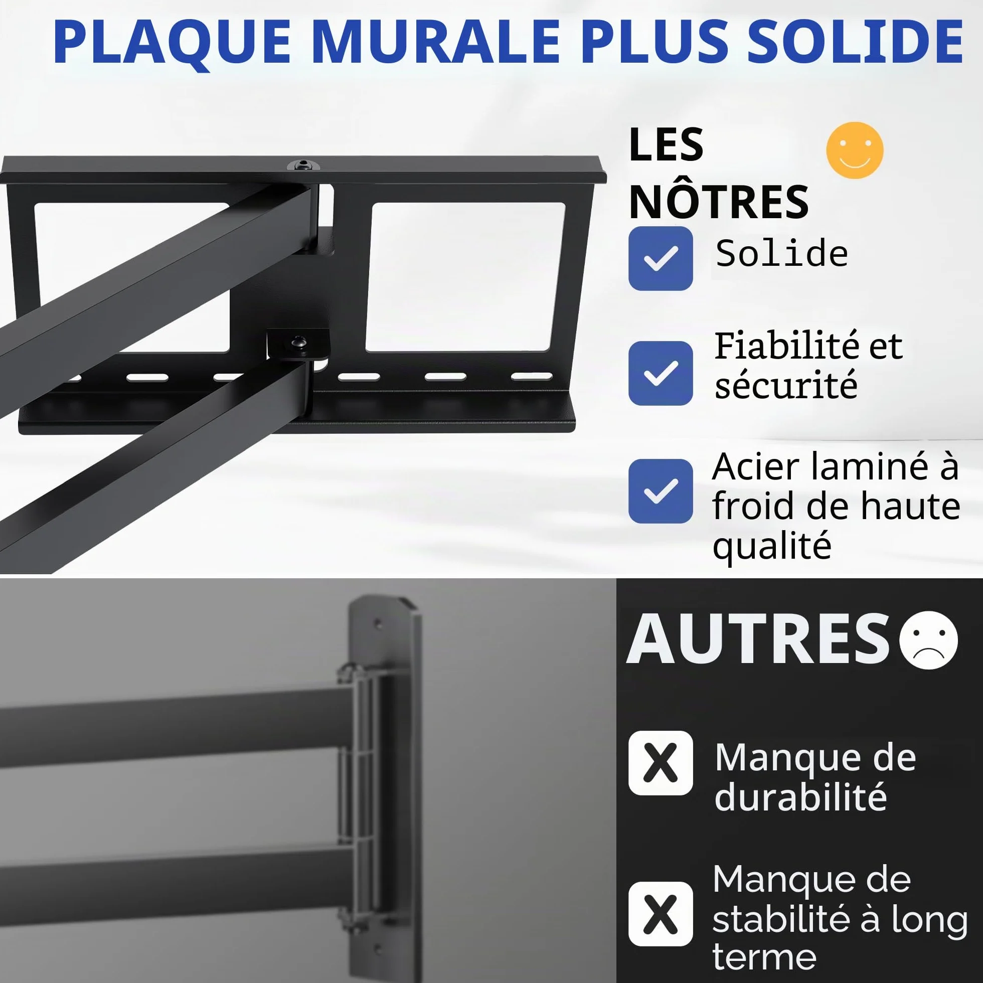 BONTEC Support Mural TV Pivotant Inclinable, Bras Articulé Extra Long 850mm, Compatible Écrans LCD/LED/OLED 32-70 Pouces jusqu'à 60 kg, Max VESA 400x400mm, Support TV Mural Orientable
