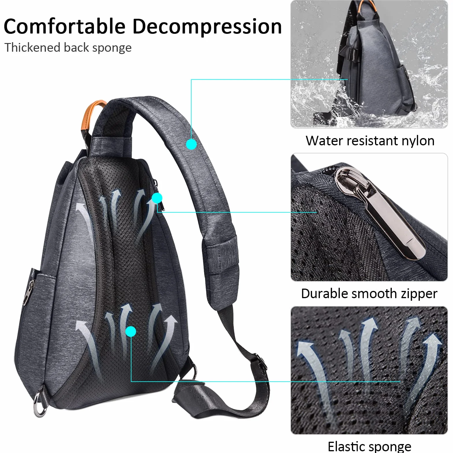 Sac de Poitrine Homme Mode USB Sling Sac Voyage Bandoulière Portable Camping