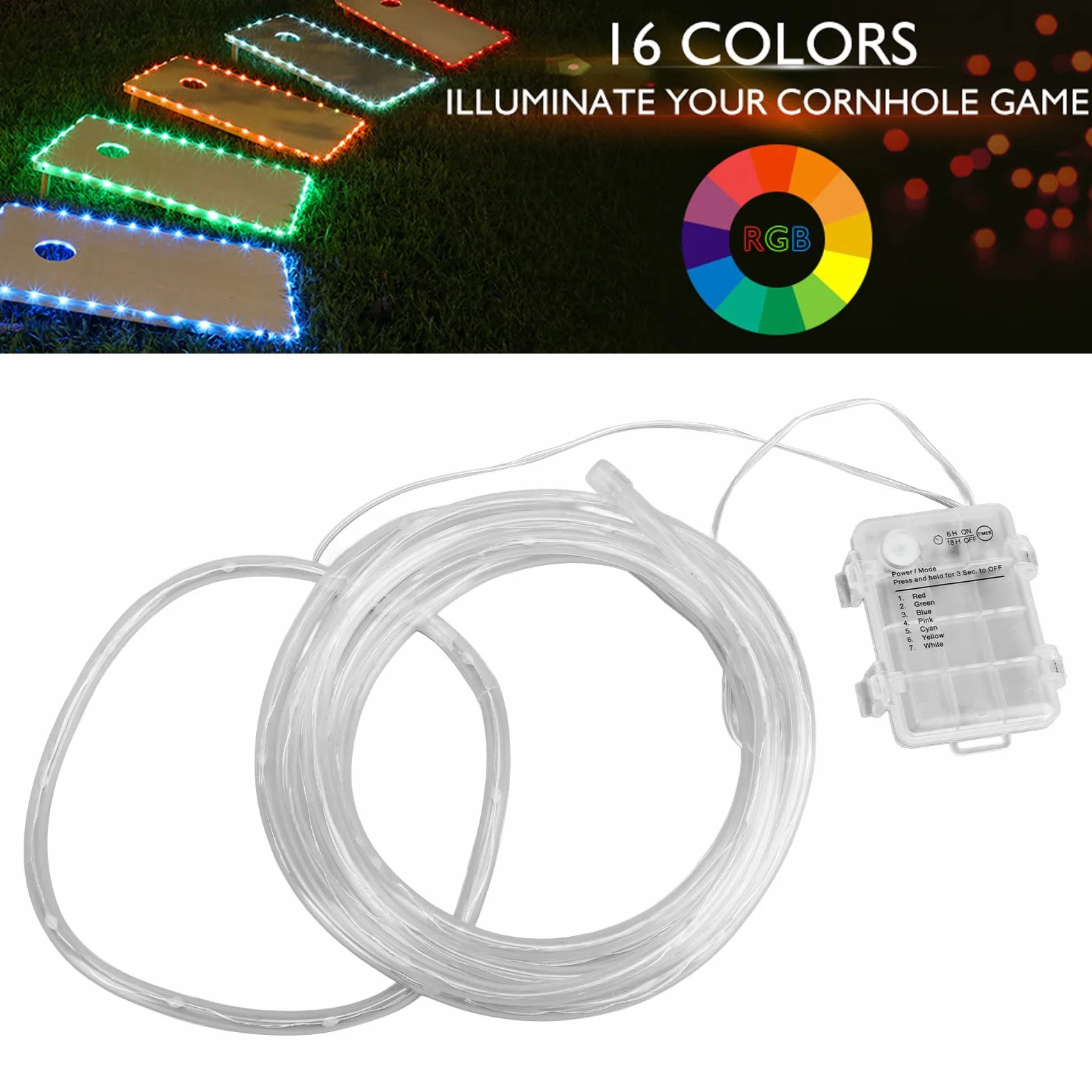 Fockety Lumières LED pour Cornhole, 2Pcs, RVB Télécommandée