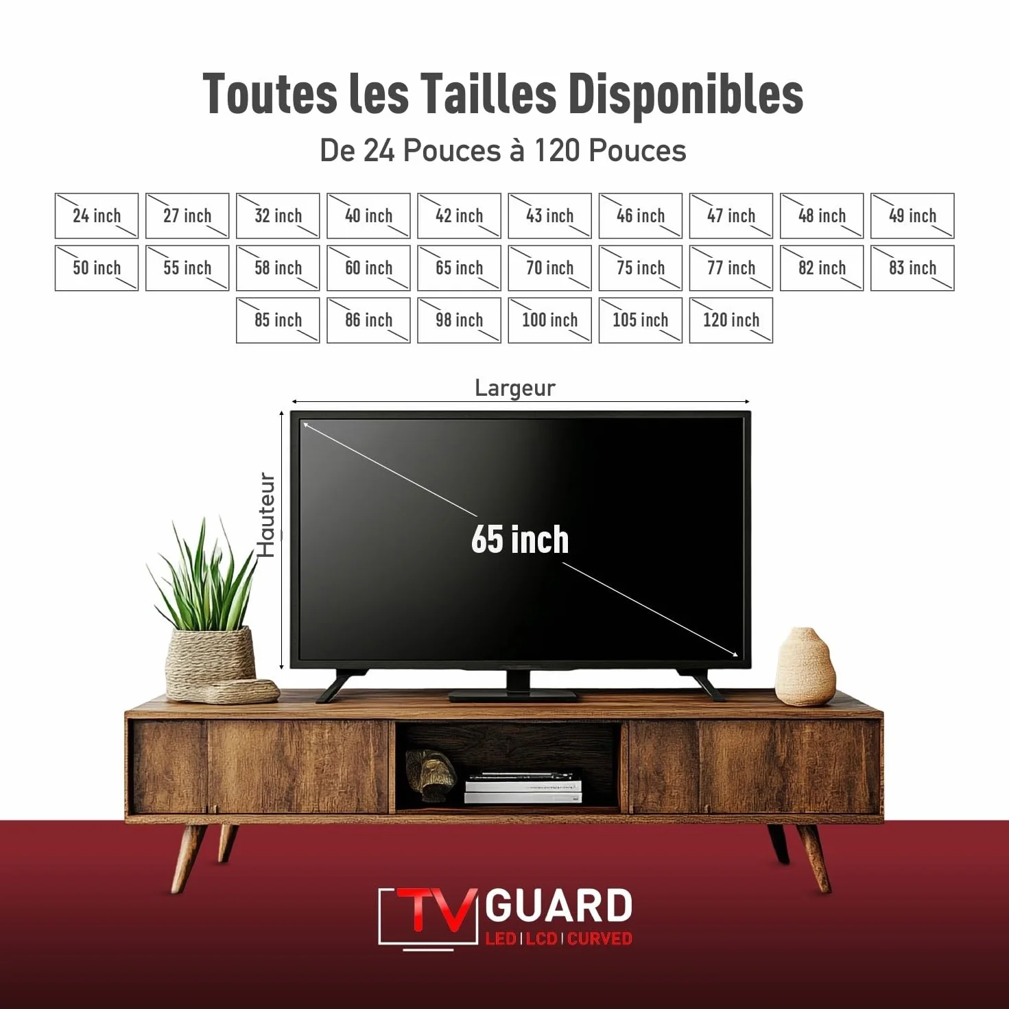 TV GUARD 65 Pouces Protection d'Écran TV Anti-Lumière Bleue Résistant aux Rayures Ultra-Clair Compatible LED LCD OLED QLED
