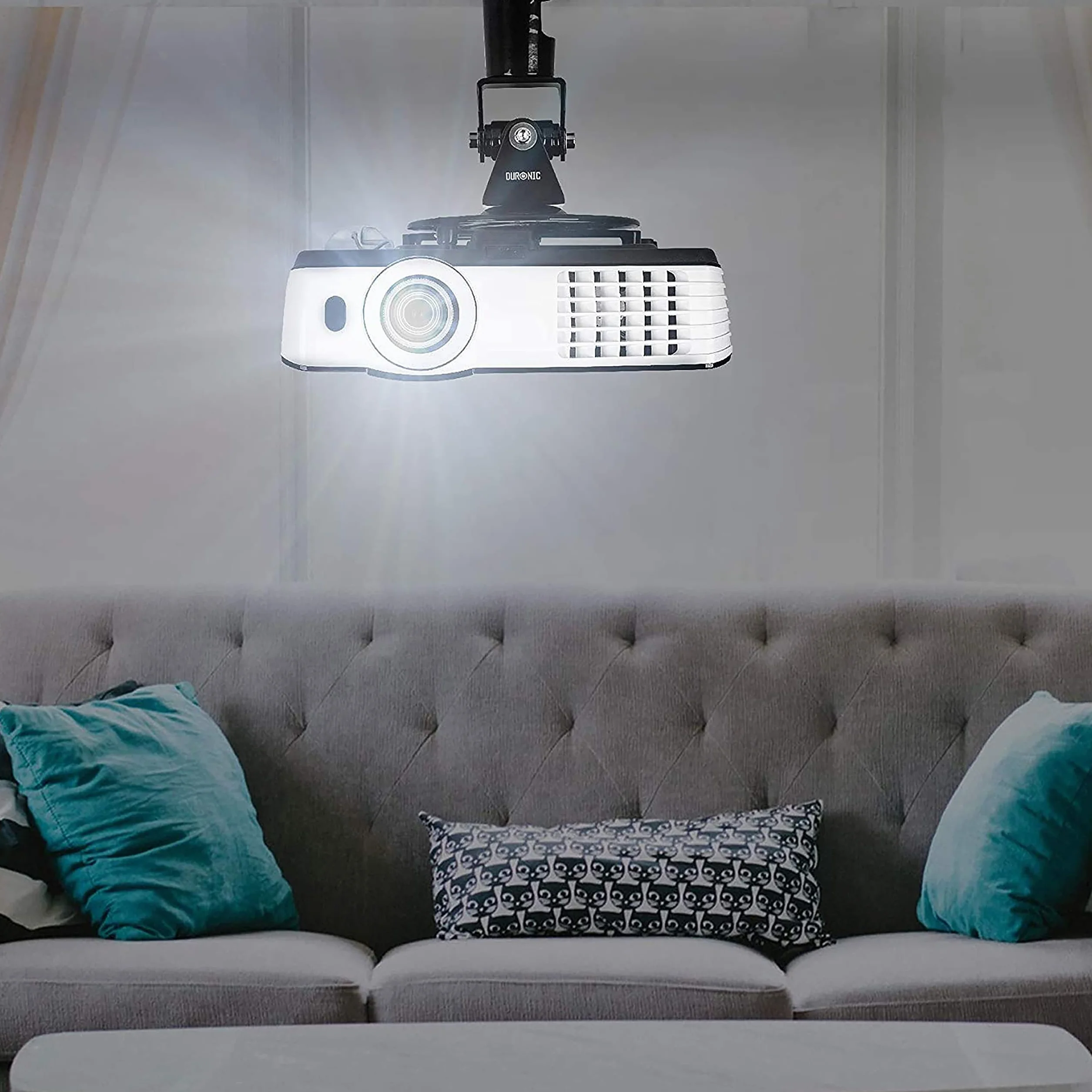Duronic PB01XB Support Vidéoprojecteur Plafond Rotatif 360° Inclinable 180° Pivotant 180° 10 kg