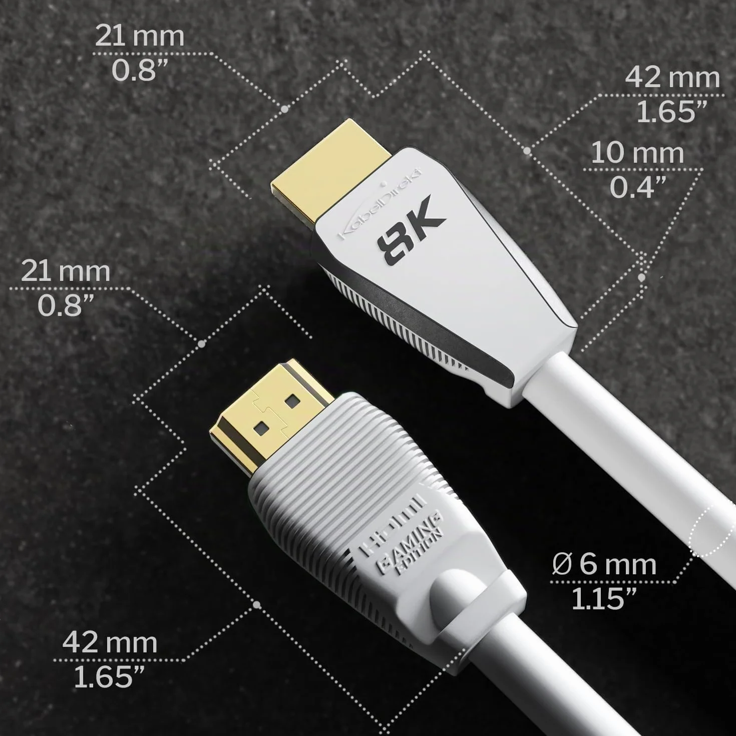 KabelDirekt câble Ultra High Speed 8K @ 60Hz/4K @ 144Hz pour Gaming PC/PS5/Xbox, HDMI 2.1 b, 2 m, certifié Ultra Edition, blanc