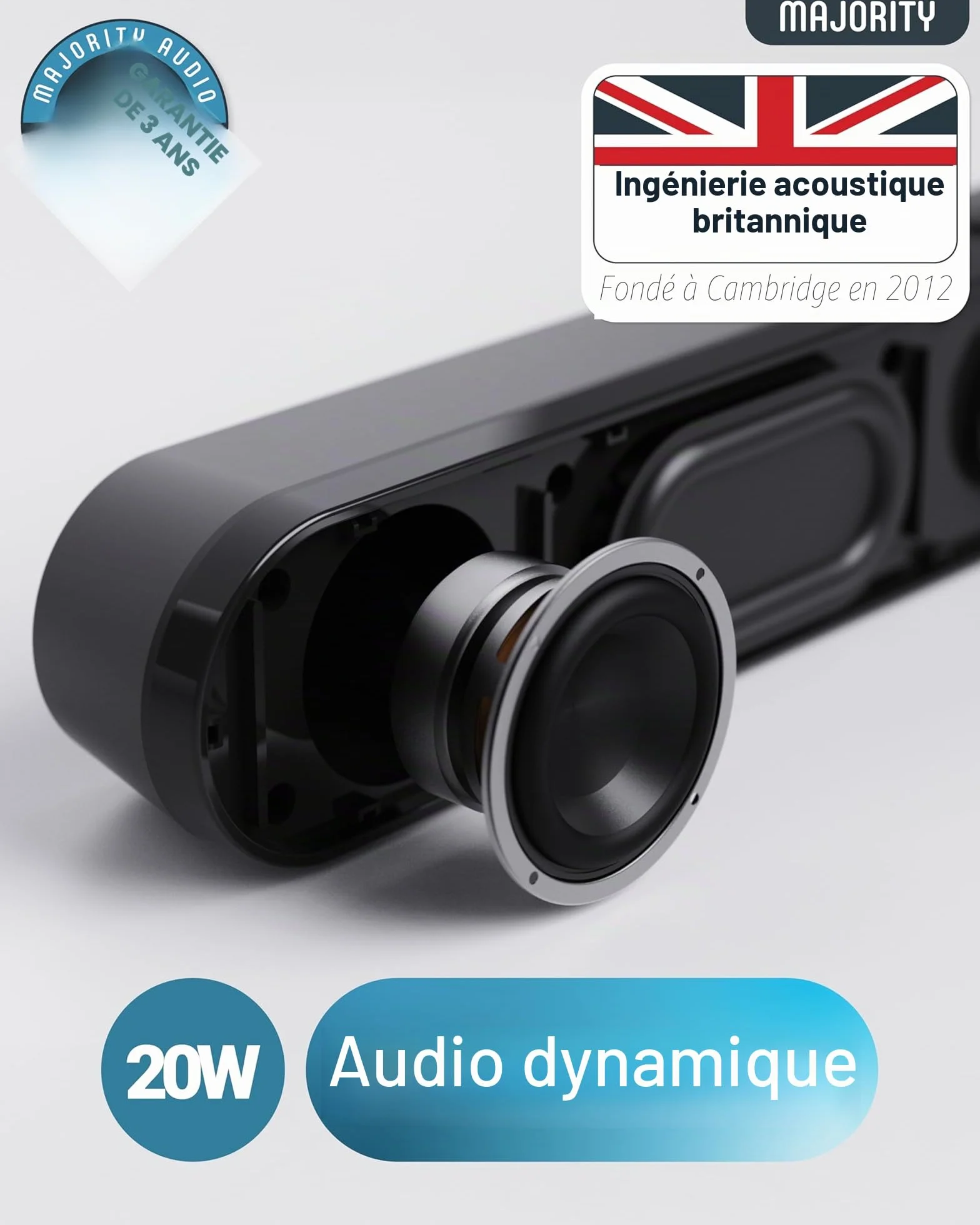 Barre de son Atlas 20W Bluetooth USB AUX portable pour PC TV moniteur