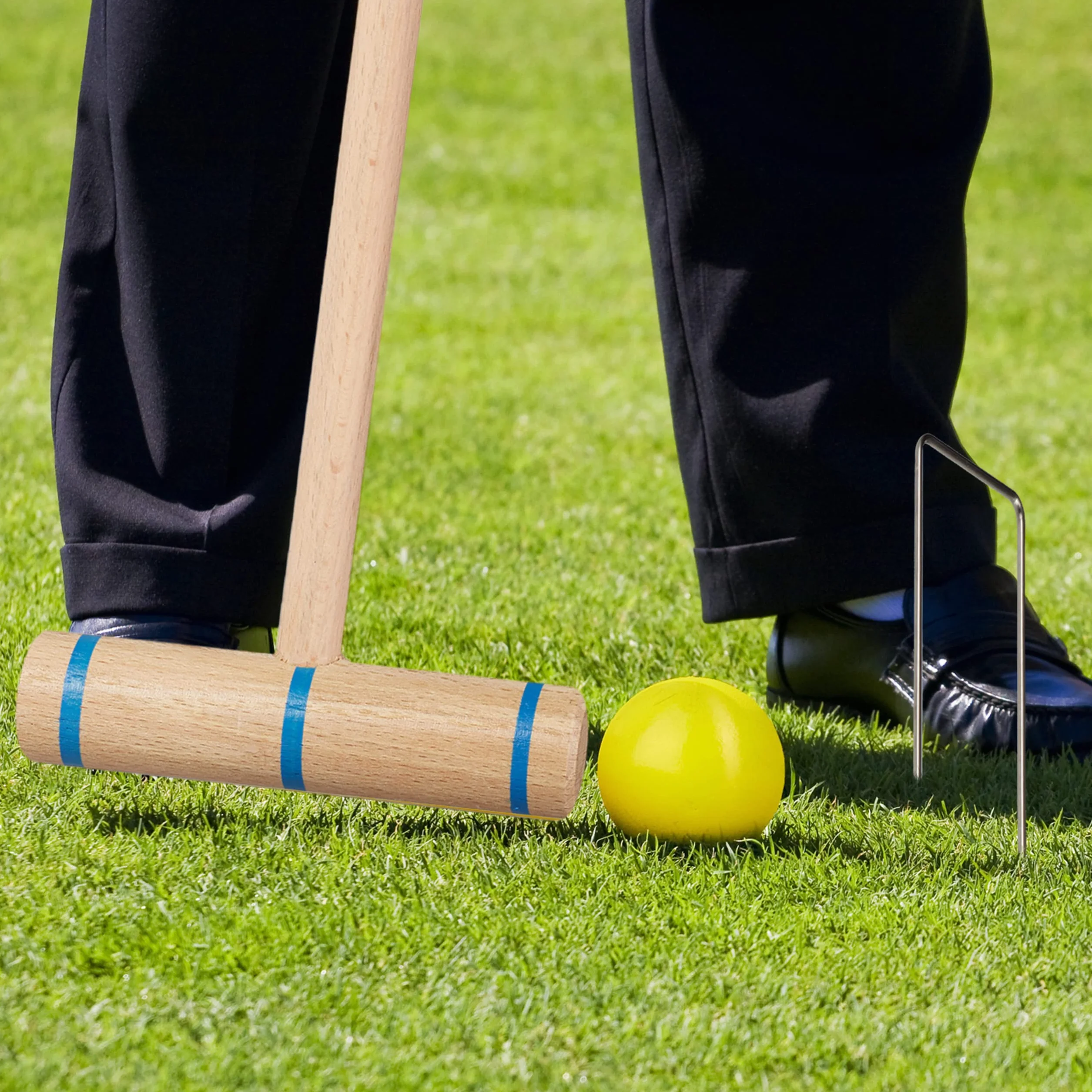 Relaxdays Jeu de Croquet en Bois, 6 Joueurs, Set Complet avec Sac