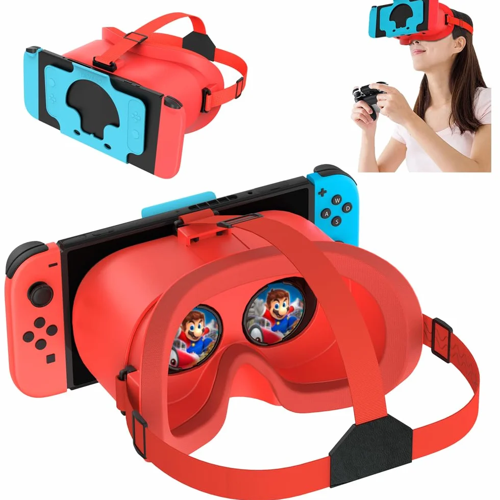 Casque VR 3D Réalité Virtuelle pour Nintendo Switch OLED avec Lentilles Réglables