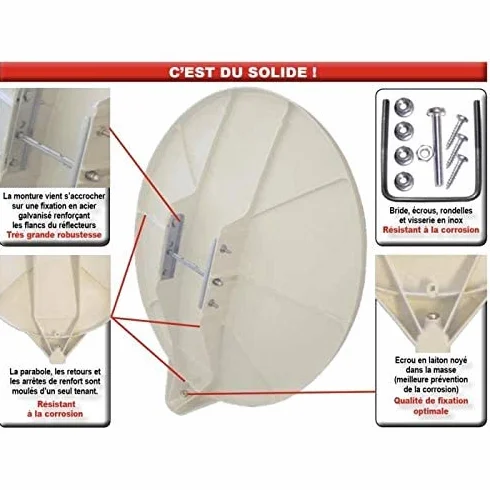 Parabole Fibre Triax DAP 910 90CM CRÈME Gain 39.7dB