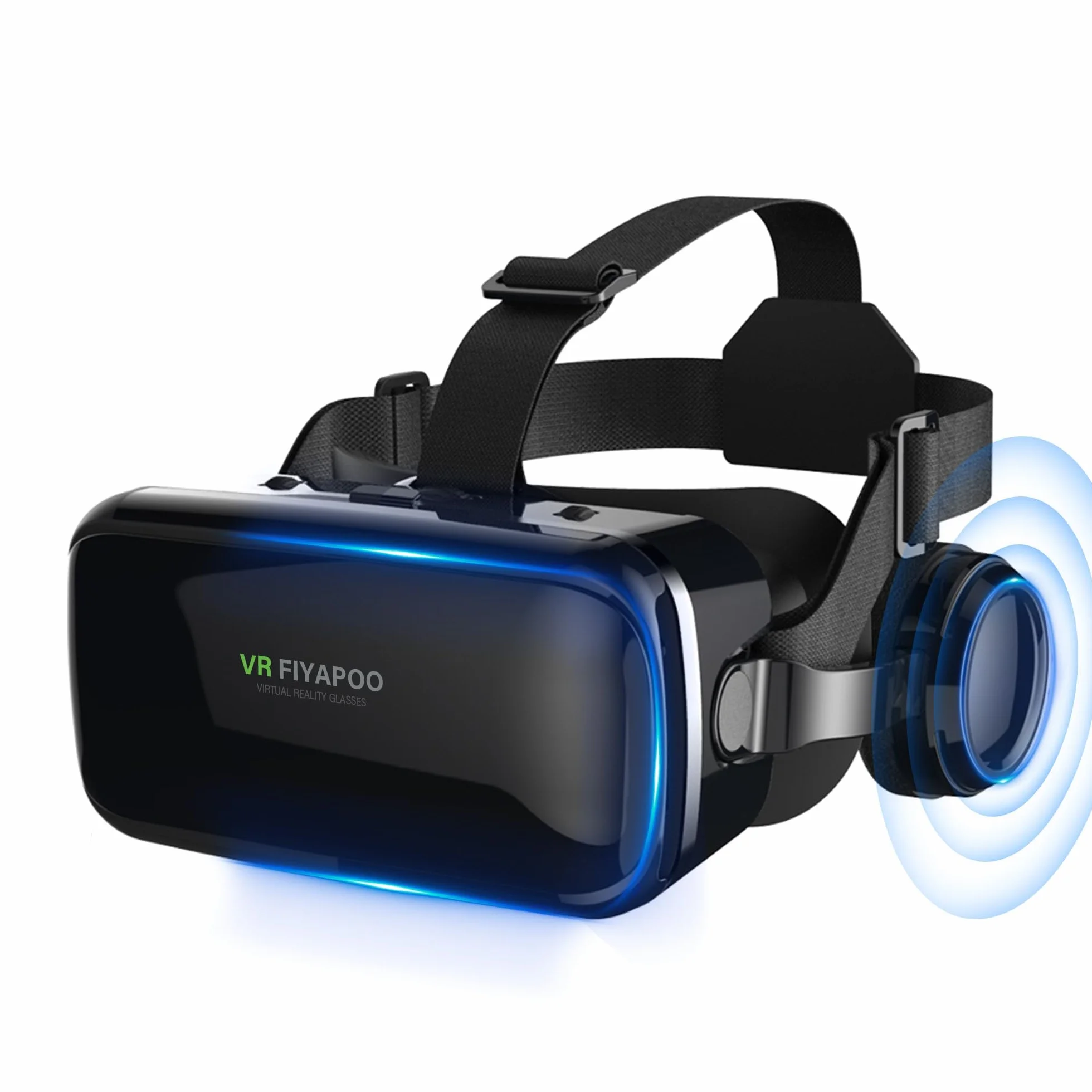 Casque VR HD Lunettes 3D avec Écouteurs Hi-Fi Intégrés Réalité Virtuelle pour Smartphone Films Jeux