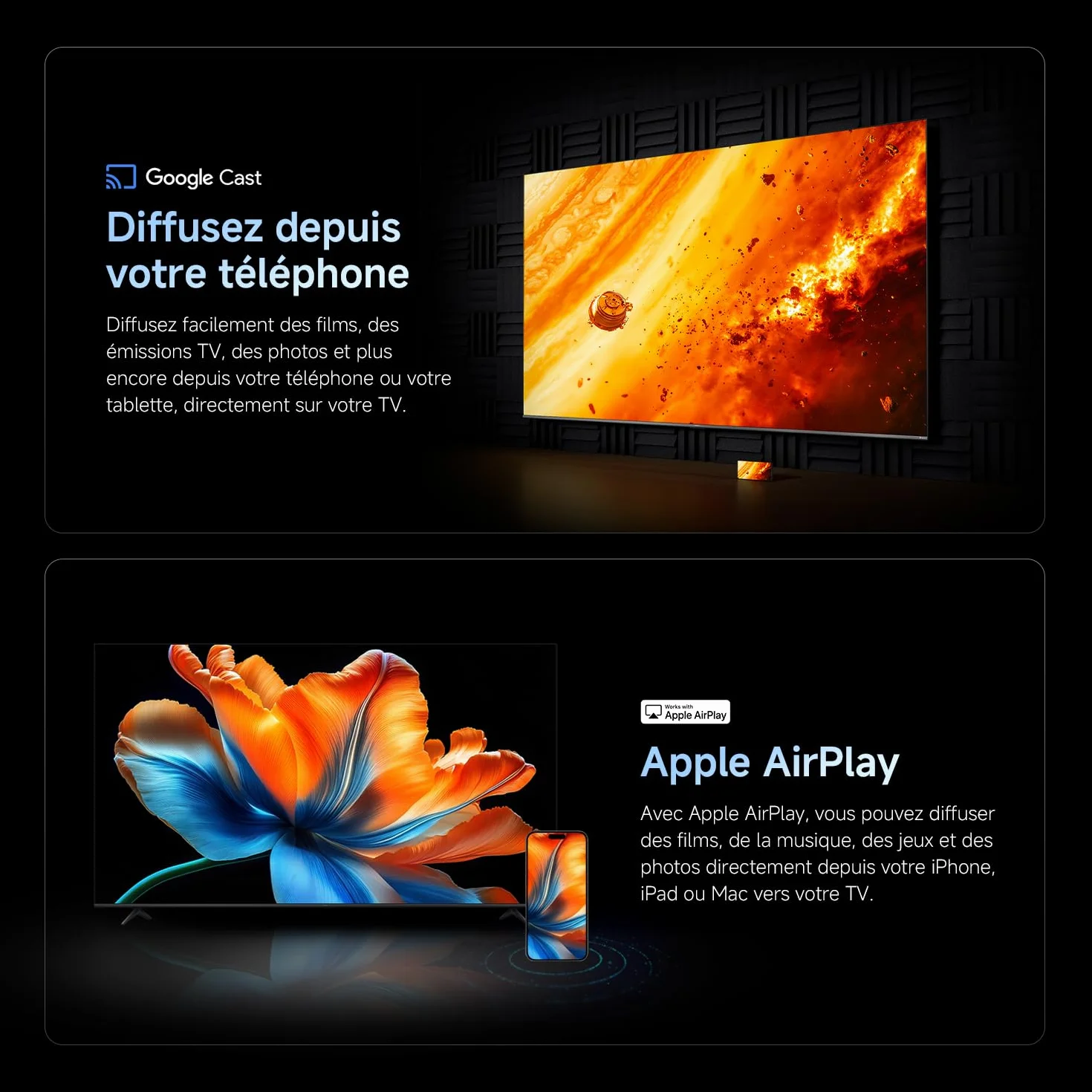 XIAOMI TV S Mini LED 75"(190 cm), QLED Mini LED Télévision, 4K UHD, Smart TV avec Google TV, HDR10+, Triple Tuner, DVB T2, 60Hz avec 120Hz Game Boost Mode, MEMC, Dolby Audio, Airplay 2