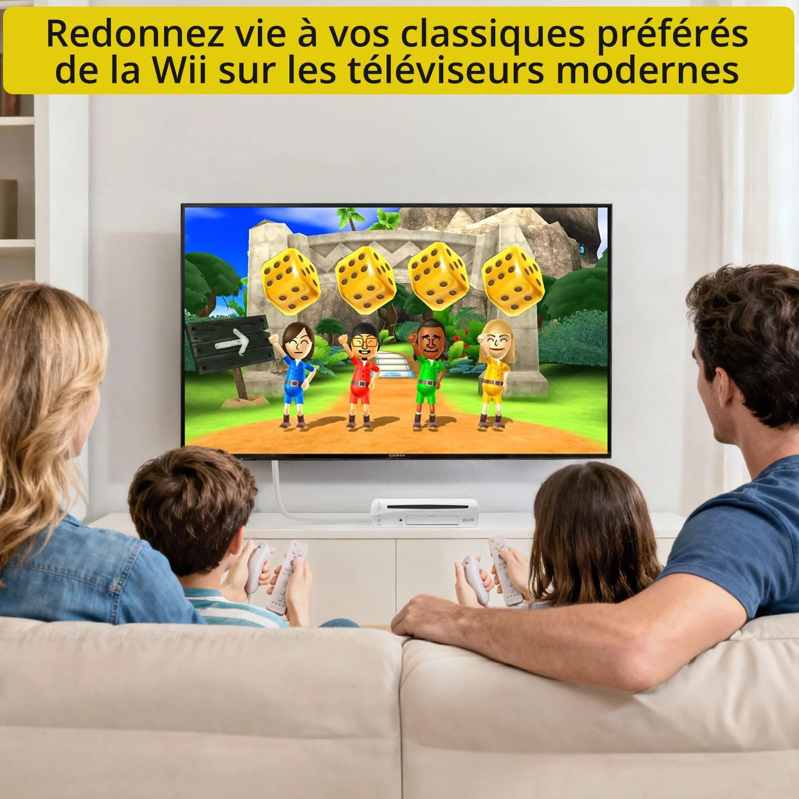 PROZOR Adaptateur Wii vers HDMI 1080P Câble HDMI Intégré 1.2m Conversion Vidéo et Audio pour Console Wii et Wii U Plug-and-Play