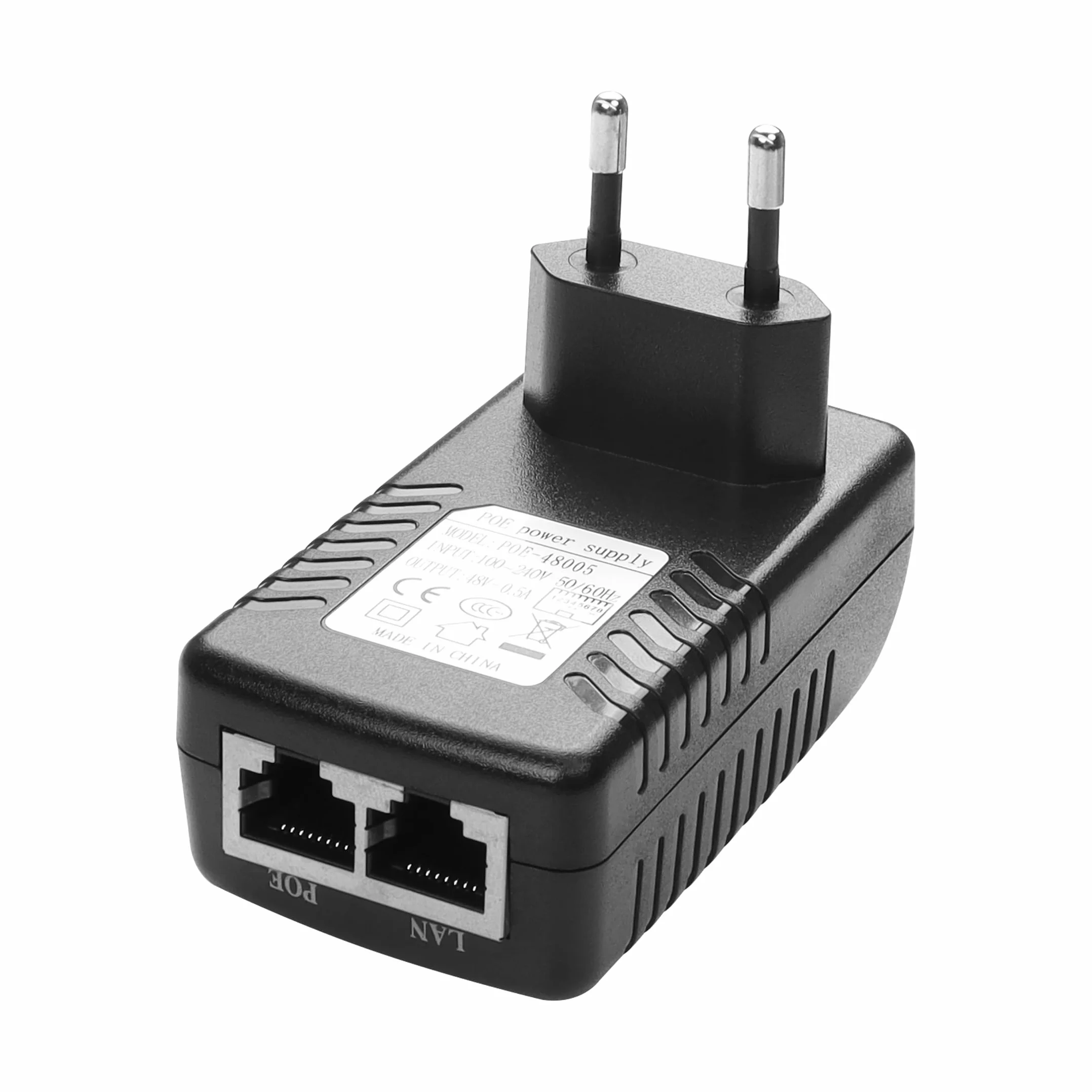 YAODHAOD POE Adaptateur Injecteur 48V / 0.5A 100/1000Mbps Prise Européenne Distance jusqu'à 100m Plug and Play pour adaptateur Ethernet, téléphone et caméra IP (100m)