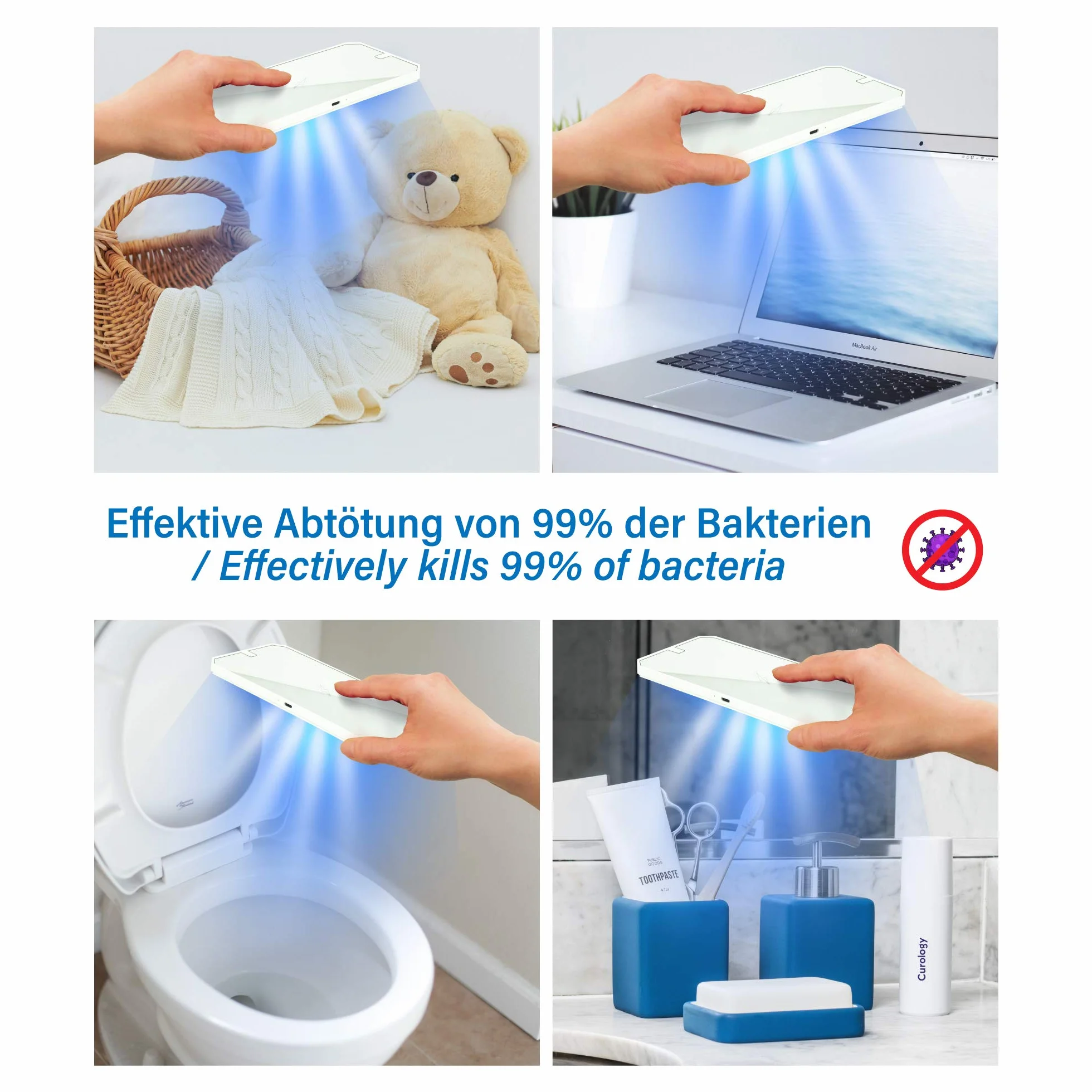LEICKE Stérilisateur UV multifonction | désinfectant portable pour smartphones UV Idéal pour les téléphones portables, les masques, les bijoux, etc. Stérilisation rapide 99,9%.