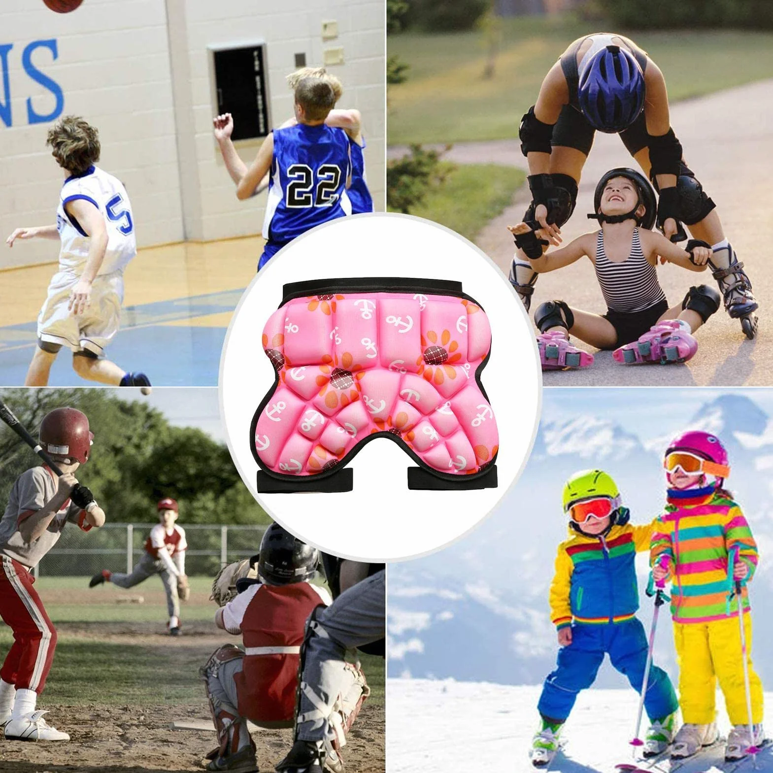 GIMOCOOL Short Rembourré pour Enfants | Tapis de Sport à Roulettes pour Protection Butt Hip | Patinage, Ski, Snowboard, Roller Skating