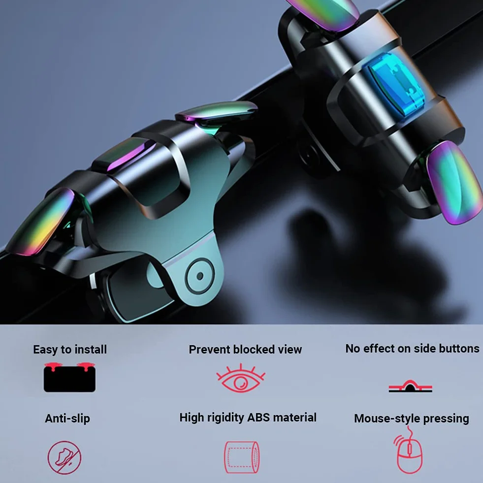 Contrôleur de Jeu Gachette Mobile, Tir Rapide Clic à Haute Fréquence Automatique 5 Niveaux, L1R1 Déclencheur Trigger Tirer Téléphone Portable Gamepad Joystick pour PUBG Android et iOS