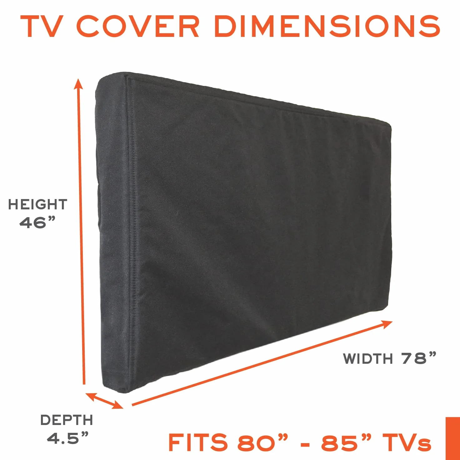 Housse pour TV d'extérieur 80-85" imperméable 360° résistante aux intempéries anti-rayures Noir