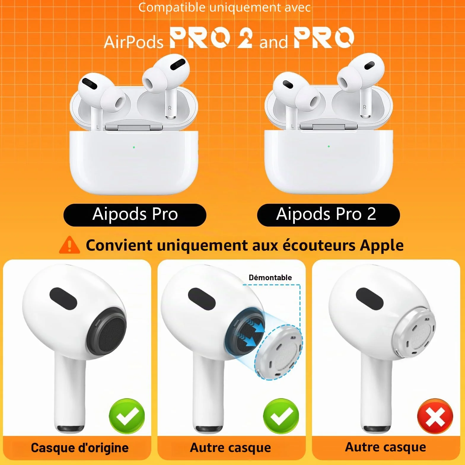 AirPods Pro Écouteurs de Rechange 4 Paires Anti-Bruit Filtre Anti-Poussière