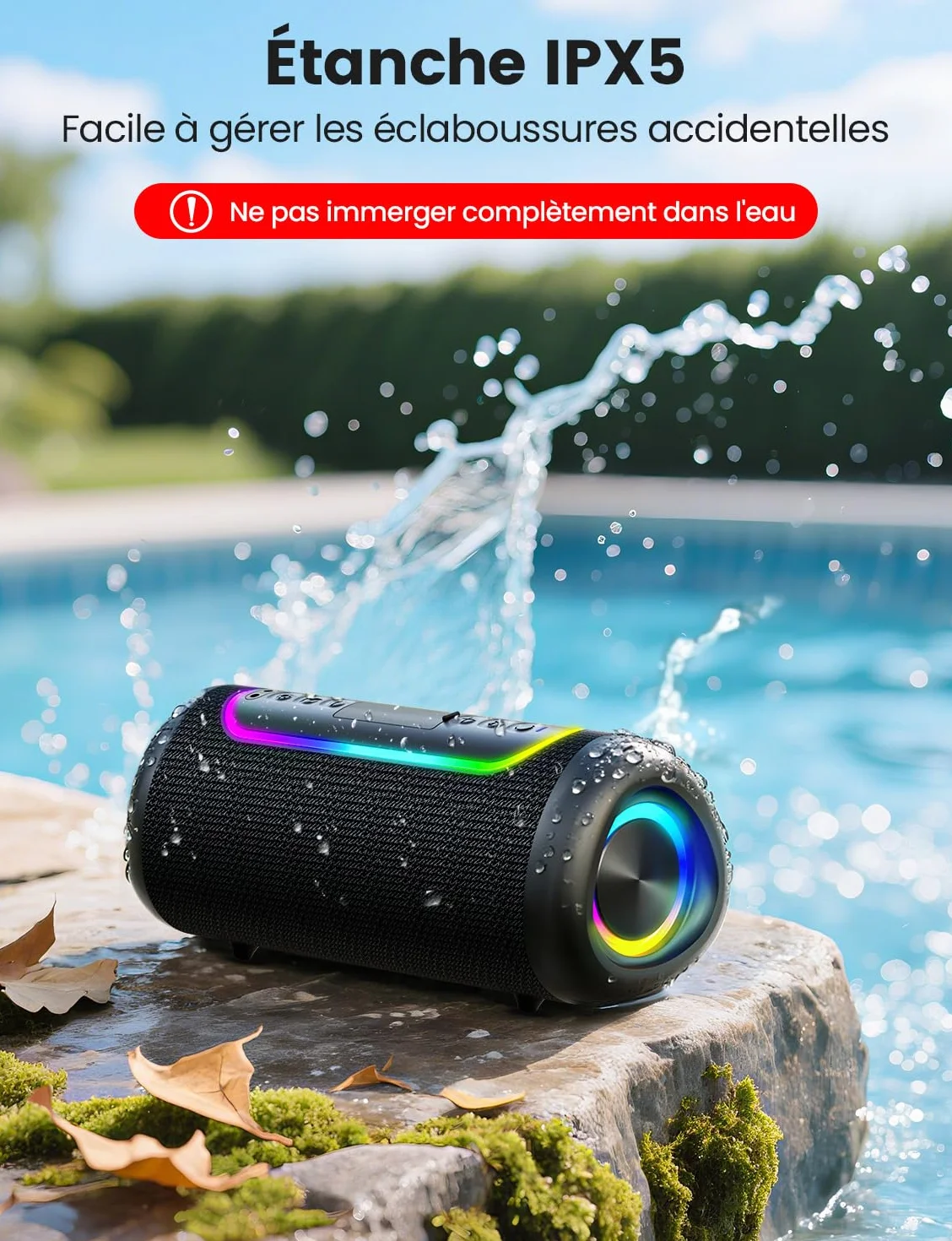 Enceinte Bluetooth Portable 30W Bluetooth 5.4 TWS 360° IPX5 Jusqu'à 30H Portée 30m
