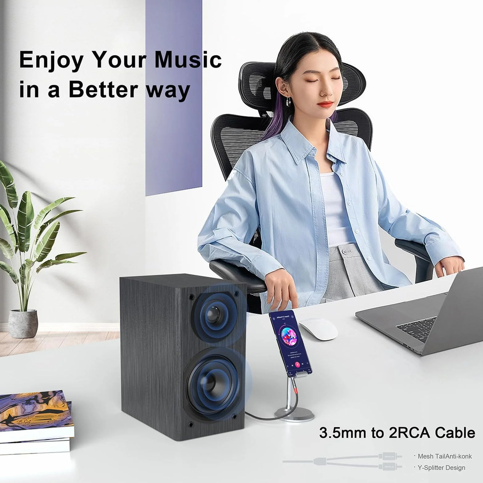 Câble RCA Jack,【0.5M】 3.5mm vers 2RCA Mâle Audio Stéréo,Ligne de Poisson Tissé Adaptateur RCA, Pour Smartphone, PC, Autoradio, Home Cinéma, Amplificateur, Chaîne HiFi,TV