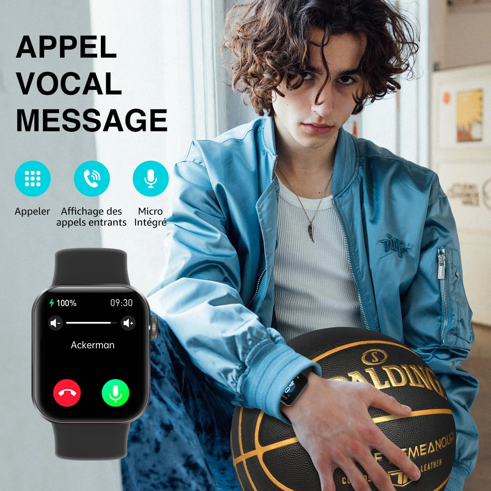 Montre Connectée Femme Homme avec Appels Bluetooth, 1.85" HD Smartwatch avec 140+ Modes Sportifs, Etanche IP68 Montre Connectee avec Podometre/Cardiofrequencemetre/Moniteur de Sommeil pour Android/iOS