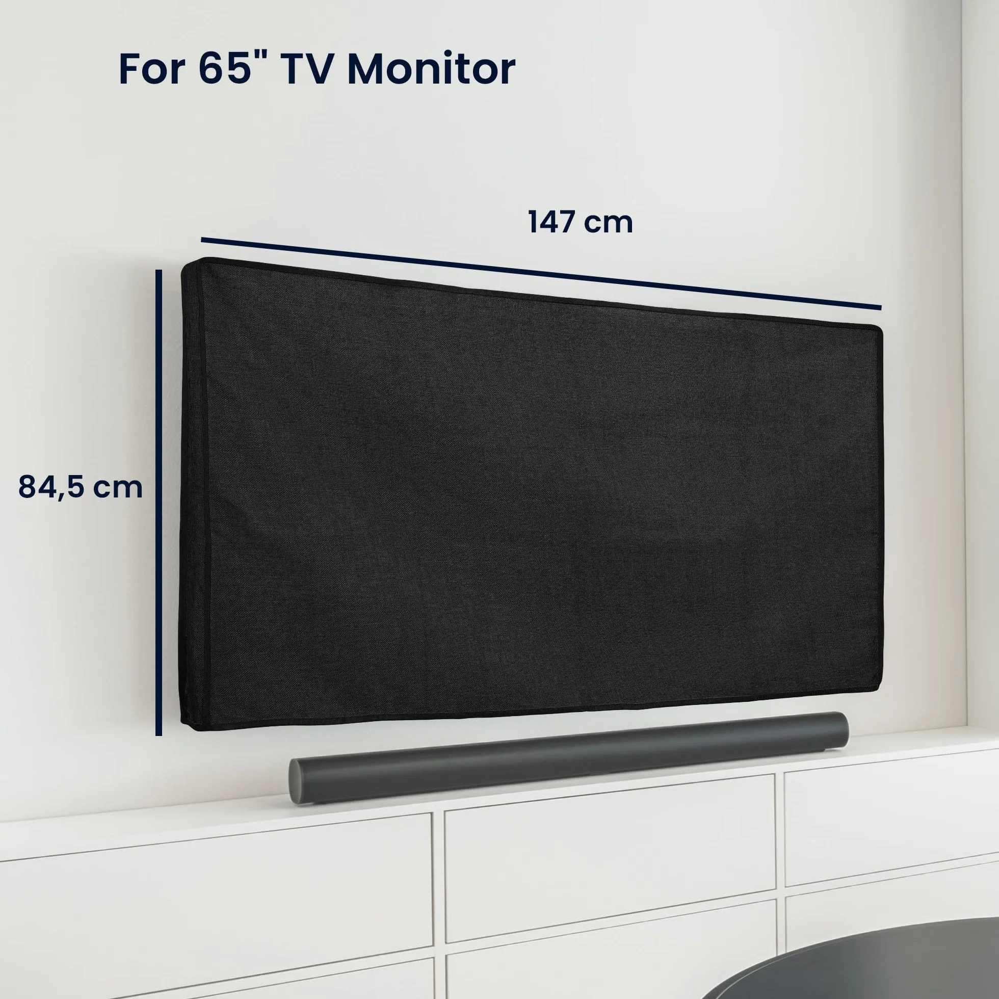 kwmobile Housse écran TV 65" Protection télévision lin noir