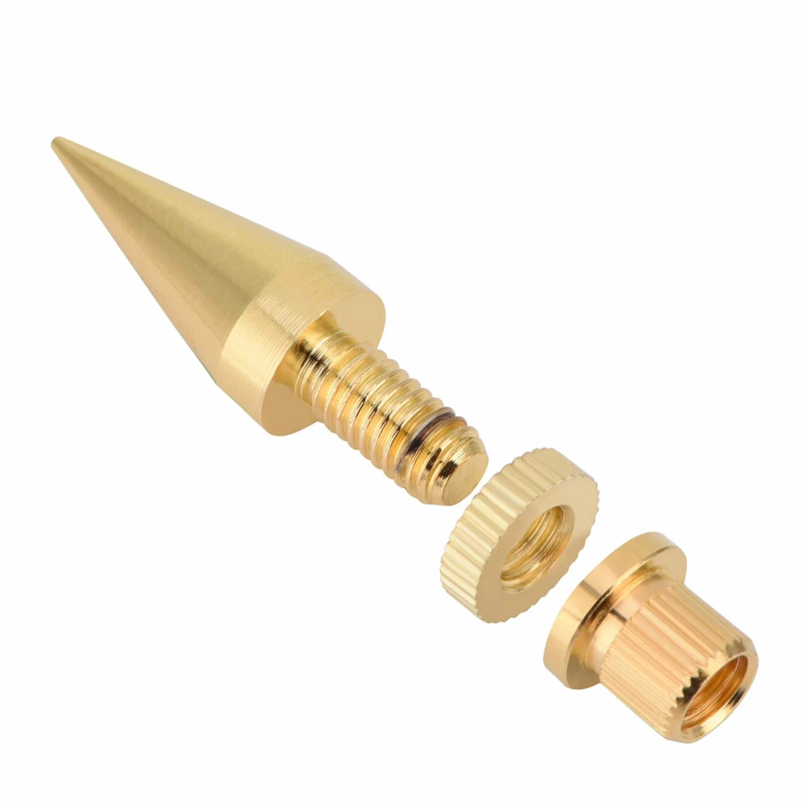 Ensemble de pointes de haut-parleur en cuivre, 8 paires 6 x 36MM CD Amplificateur Audio Plateau tournant Isolation Pied cône + Coussin de base Tapis de pieds antichoc pour amplificateur Haut-parleur É