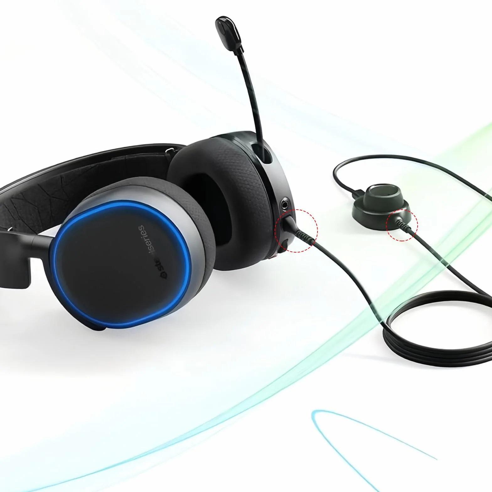 Câble Audio pour Casque, Casque Audio Câble de Remplacement pour Arctis 3 Arctis 5 Arctis 7 Arctis Pro, 150 Cm de Câble D'extension de Carte son de Rechange, Noir