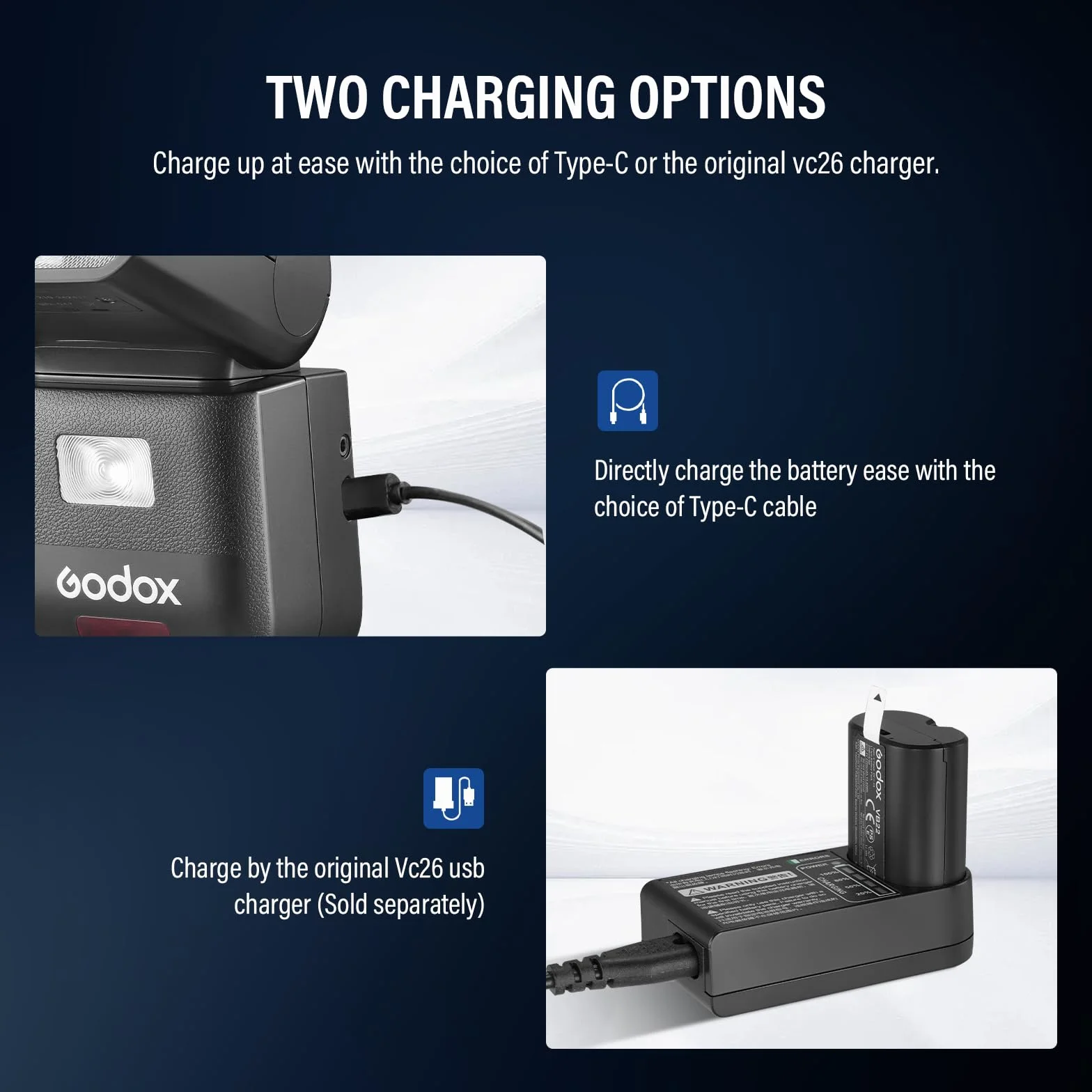 Godox VB22 Batterie Lithium Battery 7,2 V 2200 mAh Compatible avec Les Flashs D'appareil Photo V480 et V350