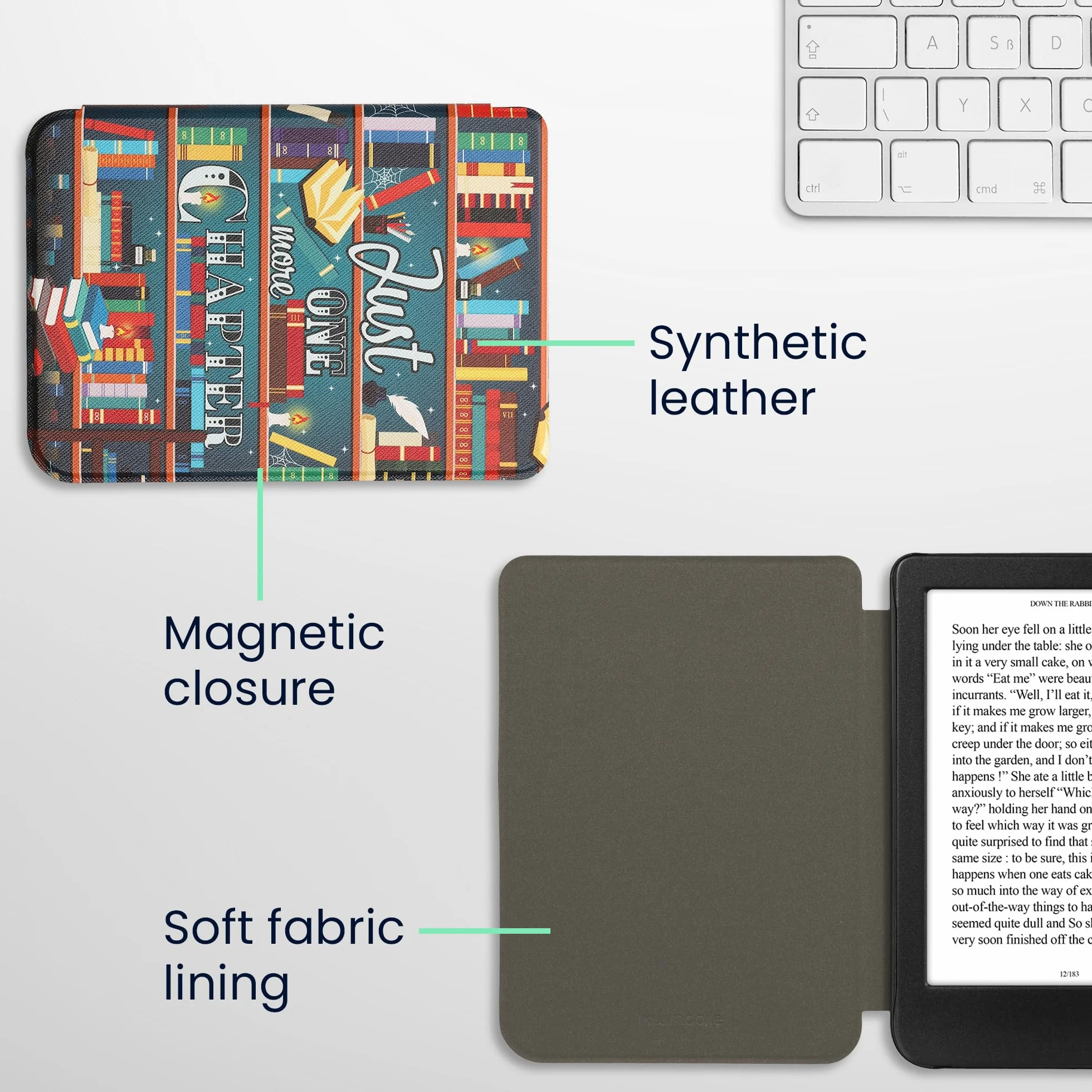 kwmobile Étui Compatible avec Kobo Clara BW/Colour Coque - Étui à Rabat magnétique Tablette eReader Similicuir - Multicolore