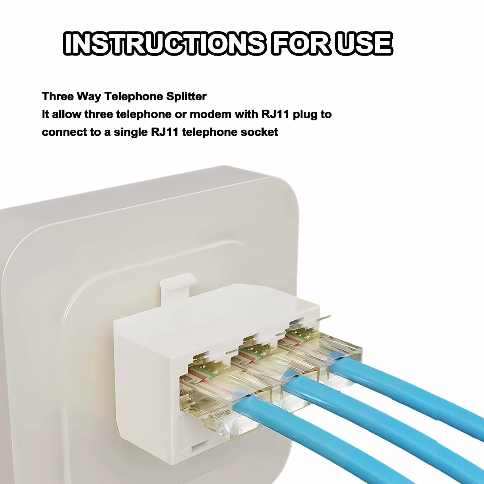 RJ11 Female to RJ11 Male Adapter Adaptateur Répartiteur De Ligne Téléphonique Séparateur Mural Téléphonique À 3 Voies Prise Rj11 Adaptateur Haut