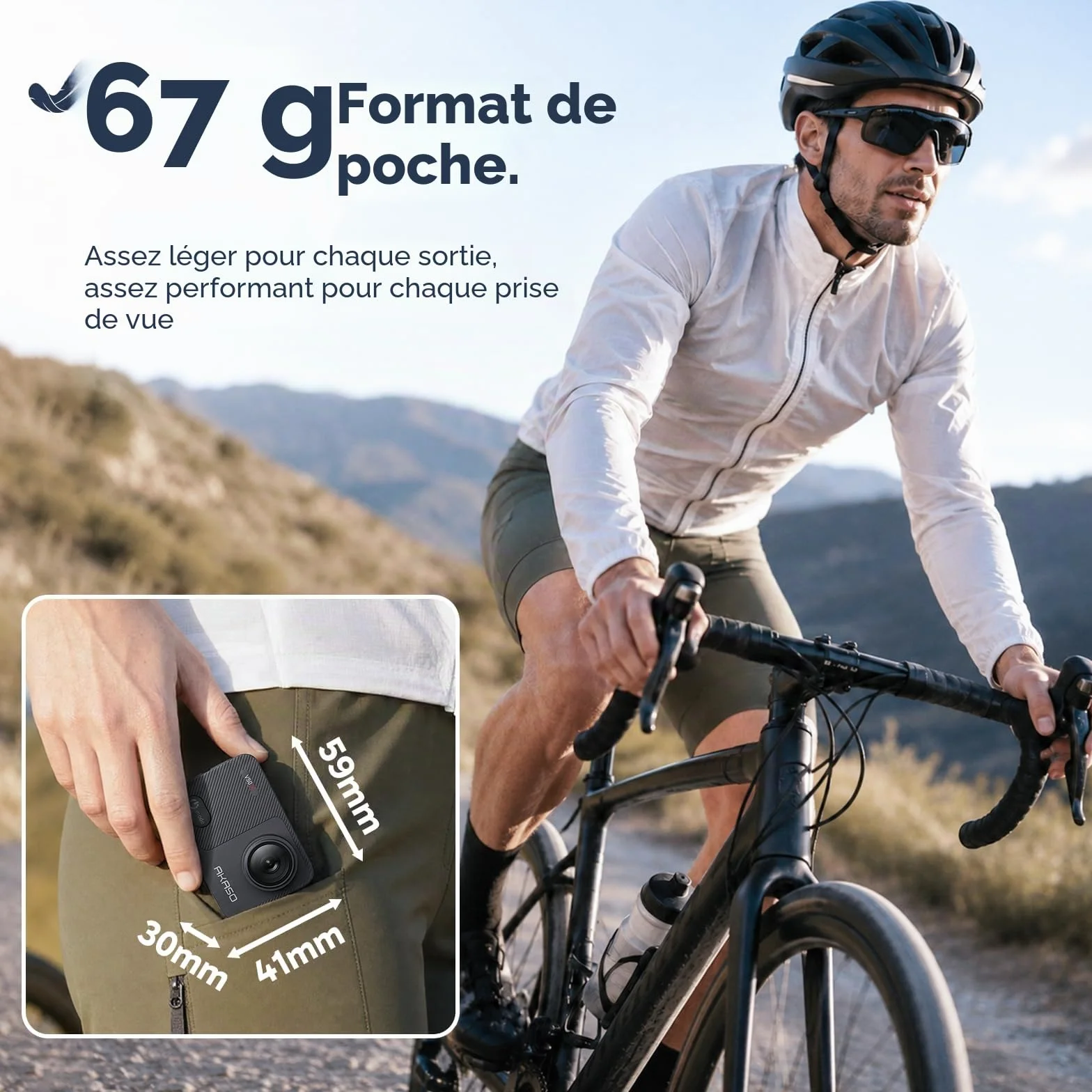 AKASO V50 X Caméra de Sport 4K 30FPS Ultra HD avec Carte 64 Go, Télécommande, Écran Tactile, Stabilisateur