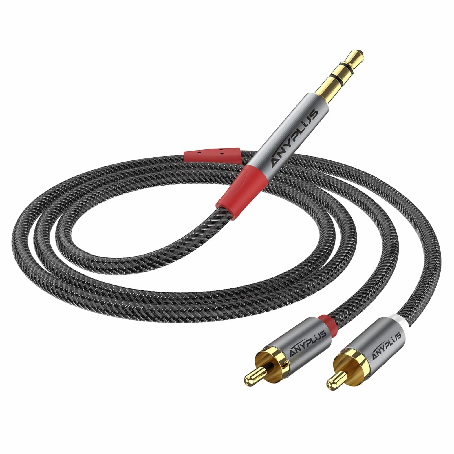 Câble RCA Jack,【0.5M】 3.5mm vers 2RCA Mâle Audio Stéréo,Ligne de Poisson Tissé Adaptateur RCA, Pour Smartphone, PC, Autoradio, Home Cinéma, Amplificateur, Chaîne HiFi,TV