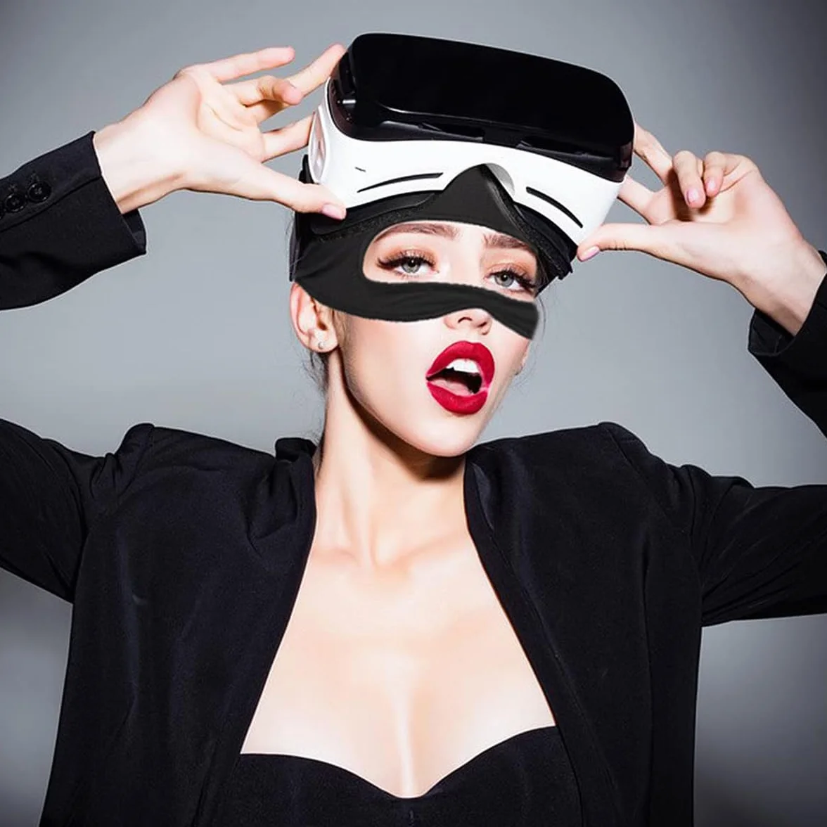 Masque pour Oculus Quest 2, VR Face Cover avec Sangle Élastique Anti-Transpiration pour PS VR2/Meta Quest Pro/Meta Quest 2/HTC Vive - Noir