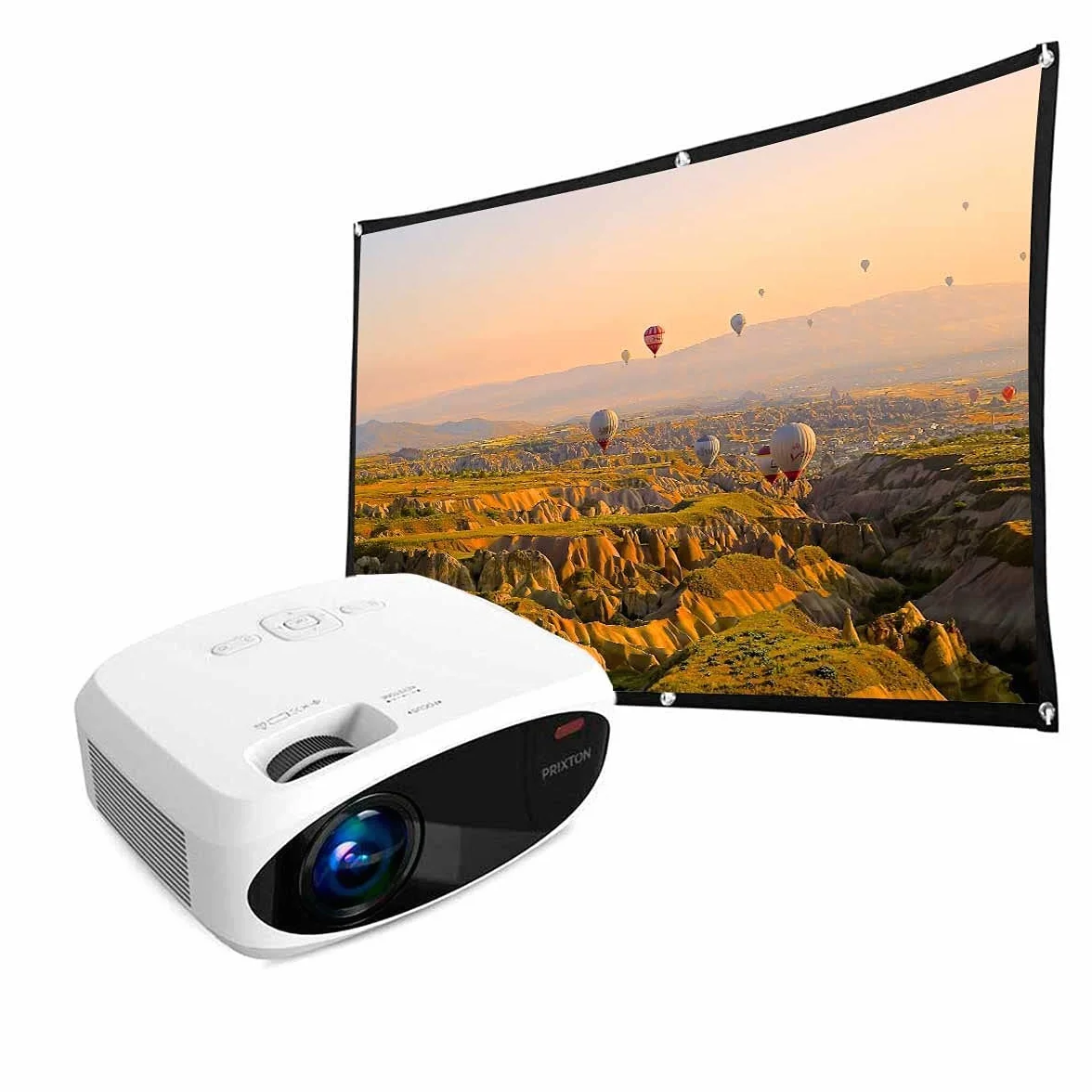 PRIXTON Vidéoprojecteur Portable Picasso WiFi 9000 Lumen 260 ANSI Full HD 4K Écran 100" Télécommande HDMI USB MicroSD