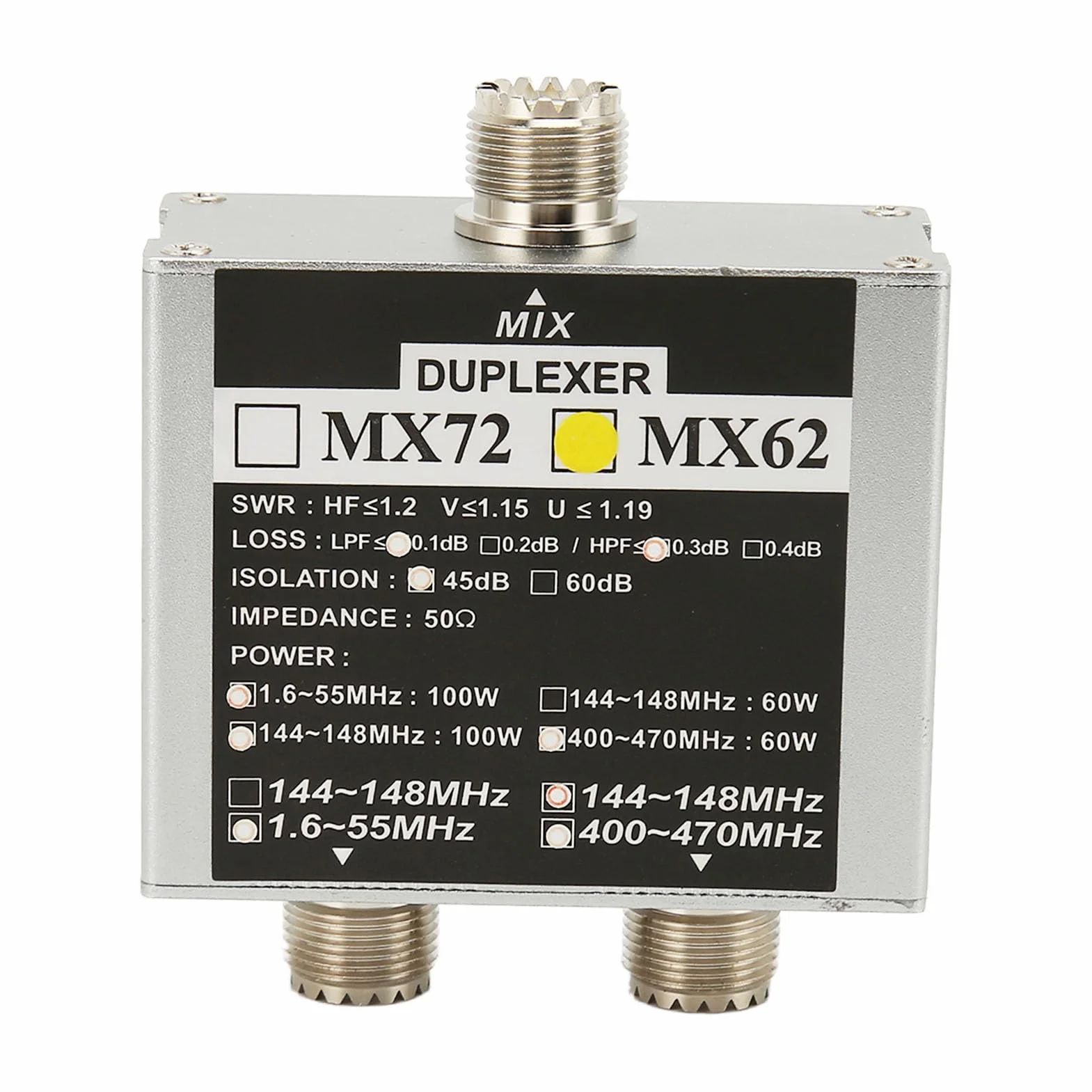 Combineur d'antennes, émetteur-récepteur 3 Bandes à Faible Perte, Filtrage Efficace et émetteur-récepteur VHF-UHF-HF Stable