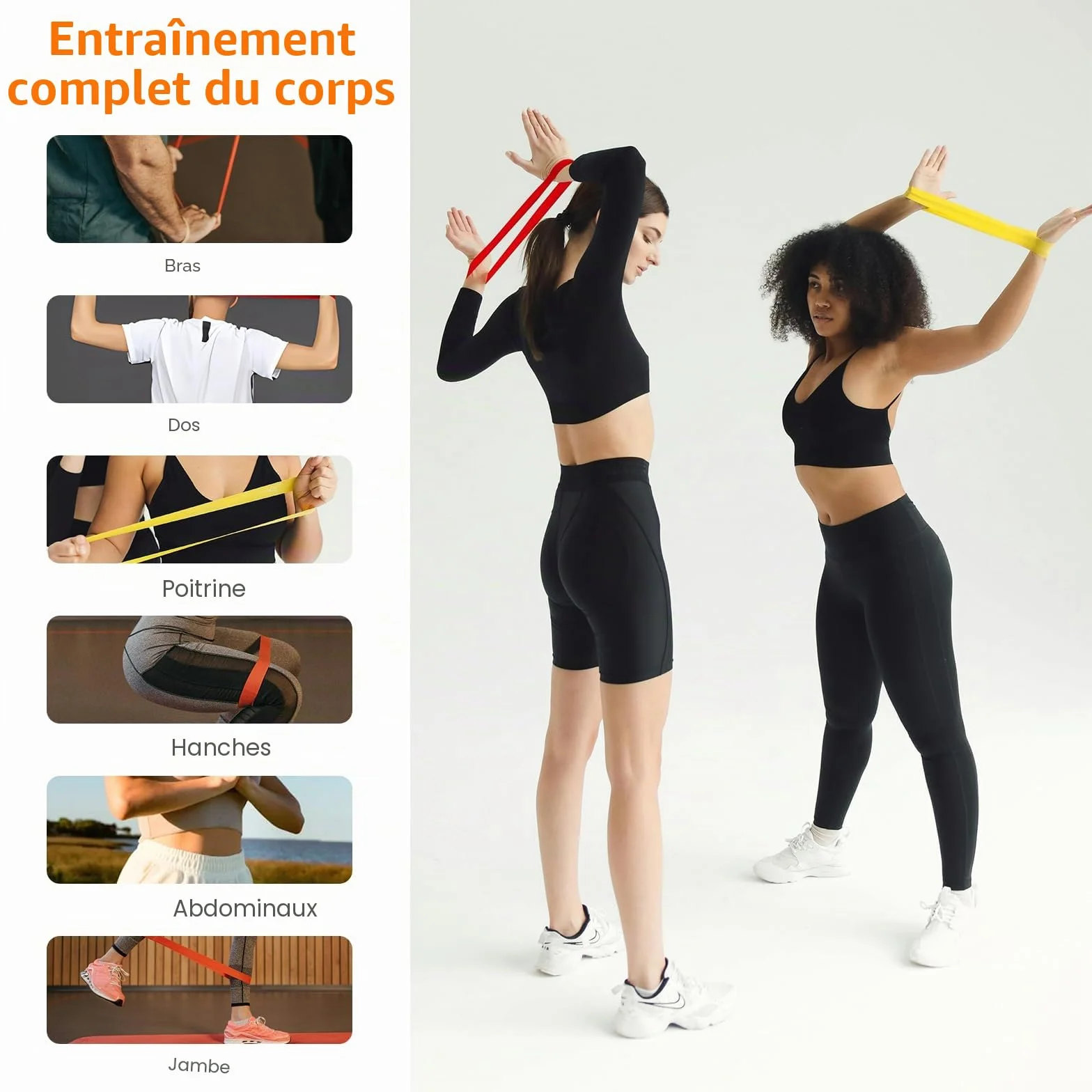 GRIFEMA GA5001 Bandes Élastiques de Musculation 5 Niveaux Résistance Pilates Yoga
