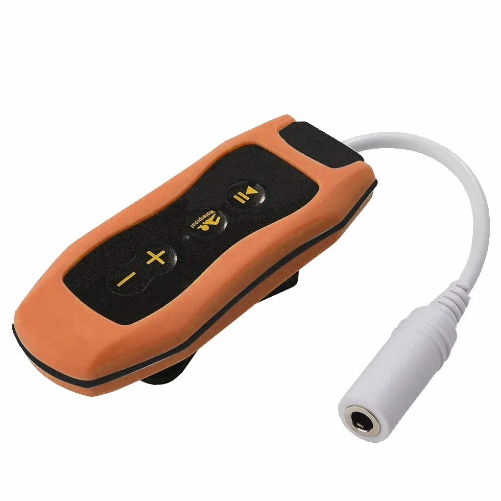 Lecteur MP3 portable étanche IPX8 radio FM rechargeable USB Orange