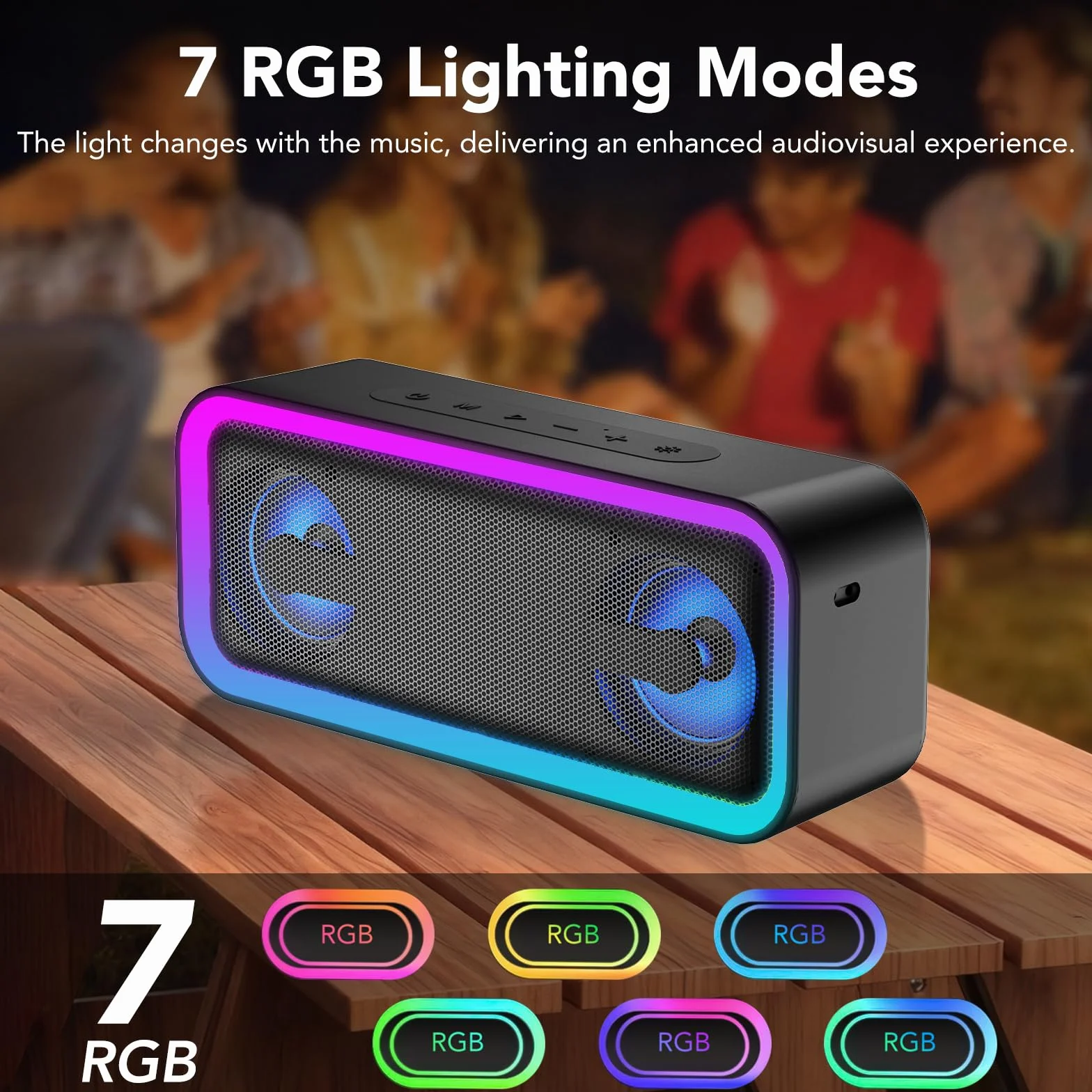 Enceinte Bluetooth Portable 5.4 Sans Fil 40W Stéréo IPX7 Autonomie 30h TWS Appel Mains Libres