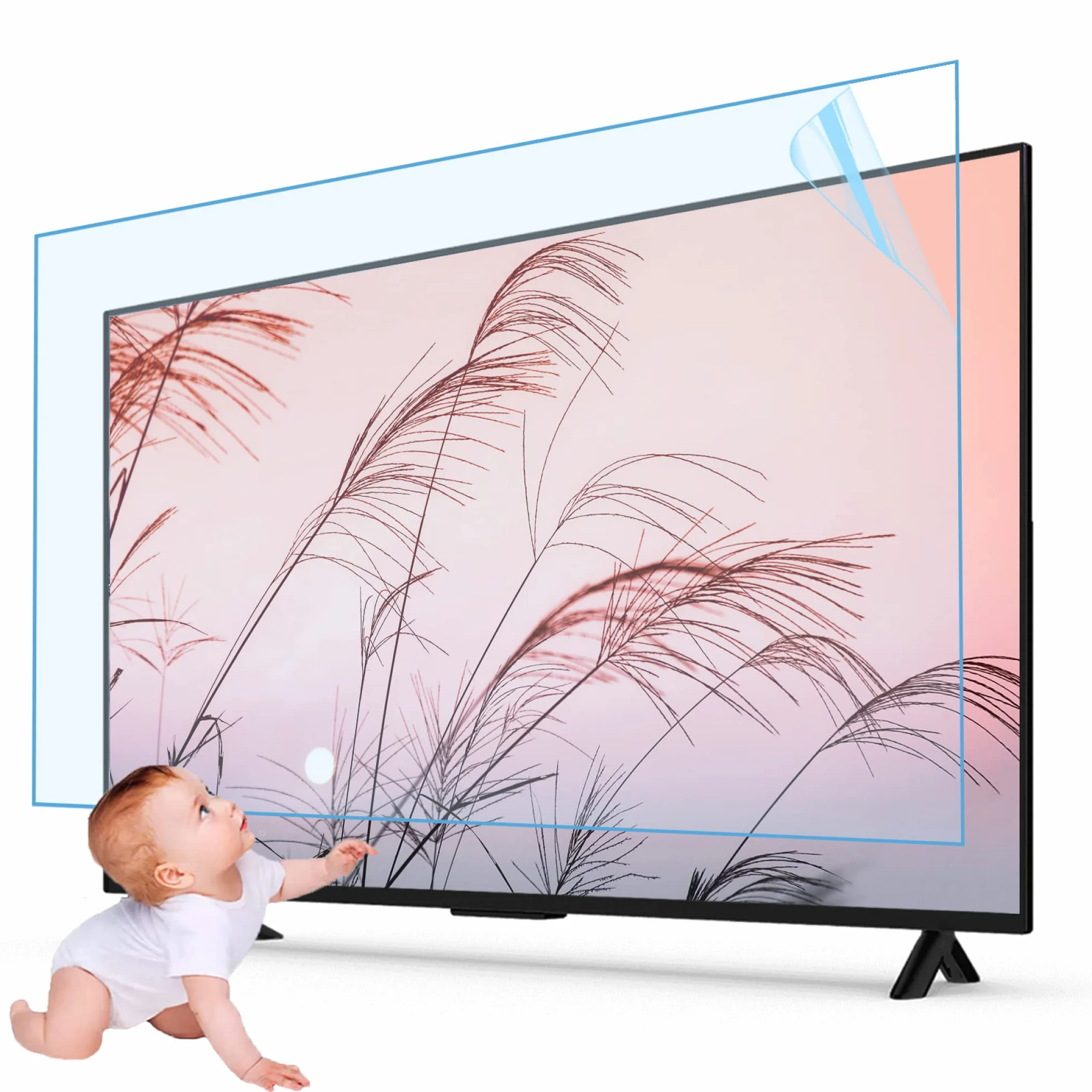 Film De Protection D'écran TV Anti-Reflets 43-70 Pouces, Anti-Lumière Bleue, Anti-UV, Surface Mate, Anti-Rayures, Protège Les Yeux, Soulage La Fatigue - Plusieurs Tailles / 50in1095x616mm