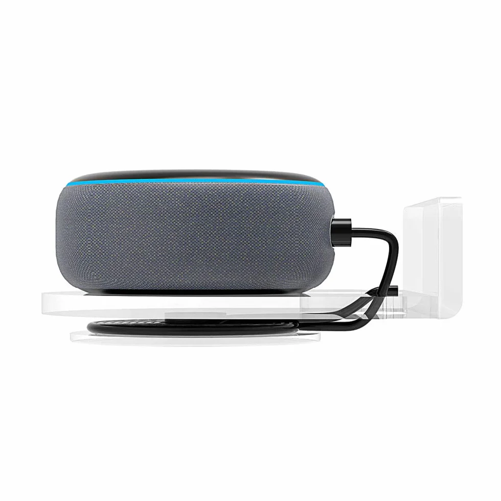 For Alexa Echo Dot 3rd Wall Mount Stand（Not include echo dot） Accessories with Integrated Cable Management, No Screws Required, Speaker Accessories Rack (Alexa Echo Dot 3rd, Transparent) A336