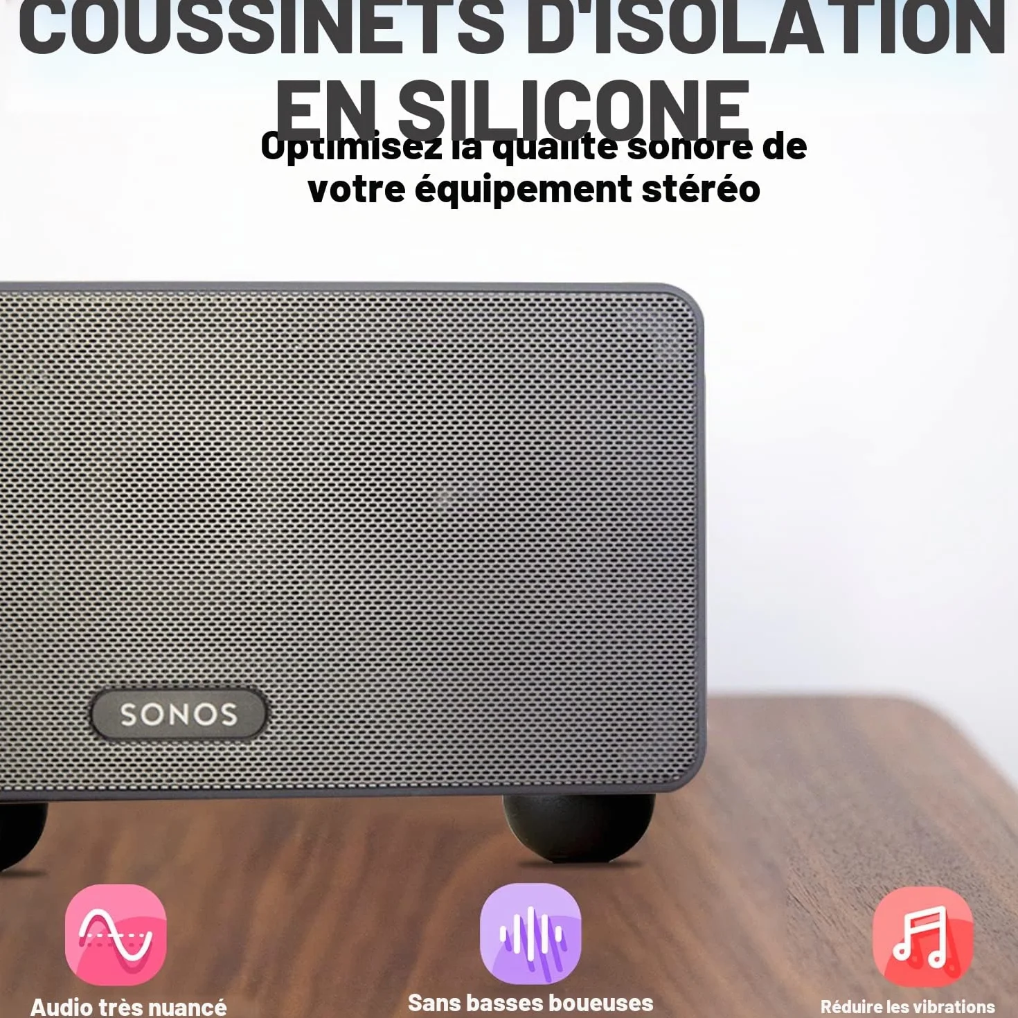 Pare-Chocs en Silicone Demi-Sphérique De 3,2 Cm, Pieds Isolants, Silicone, Coussin De Haut-Parleur Antidérapant avec Coussin Isolant De Tourne-Disque Auto-Adhésif,4 Pièces