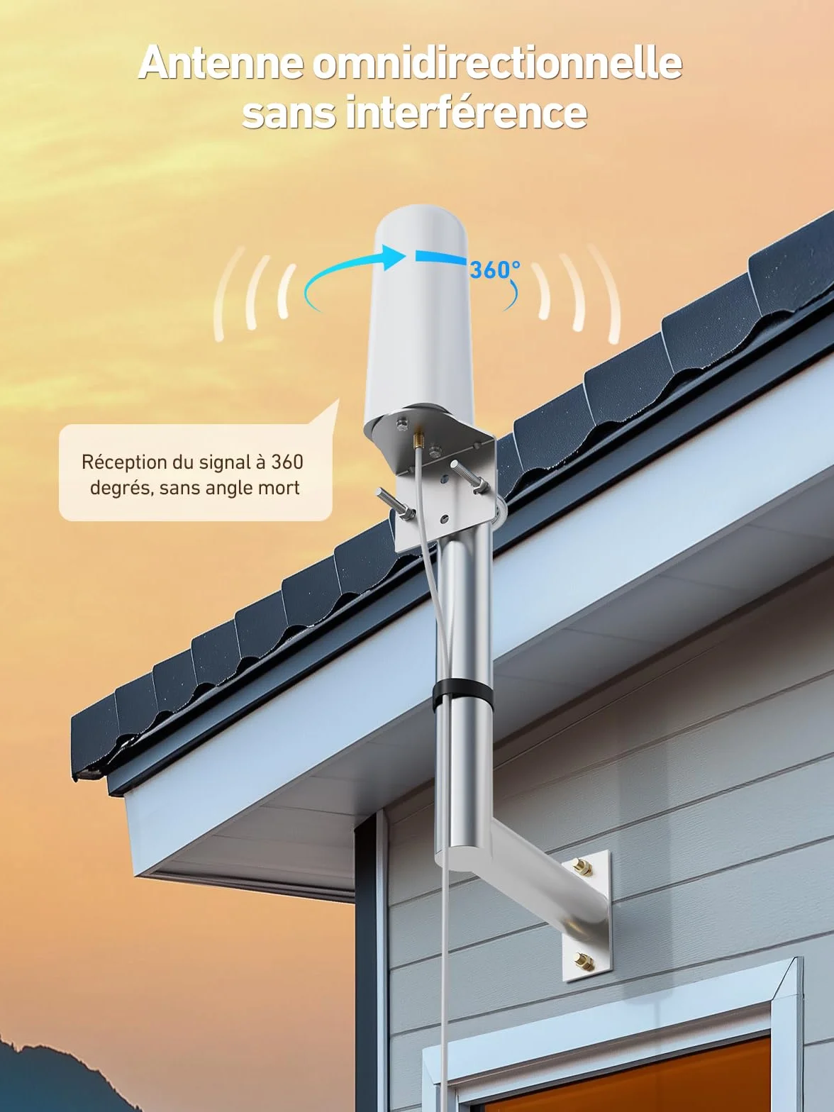 Amplificateur 5G 4G LTE 3G GSM sur la Bande 1, 3, 7 et 8 pour la Maison, pour Orange SFR Free Bouygues Télécom et Plus, Amplificateur Reseau Mobile avec Antenne Omnidirectionnelle